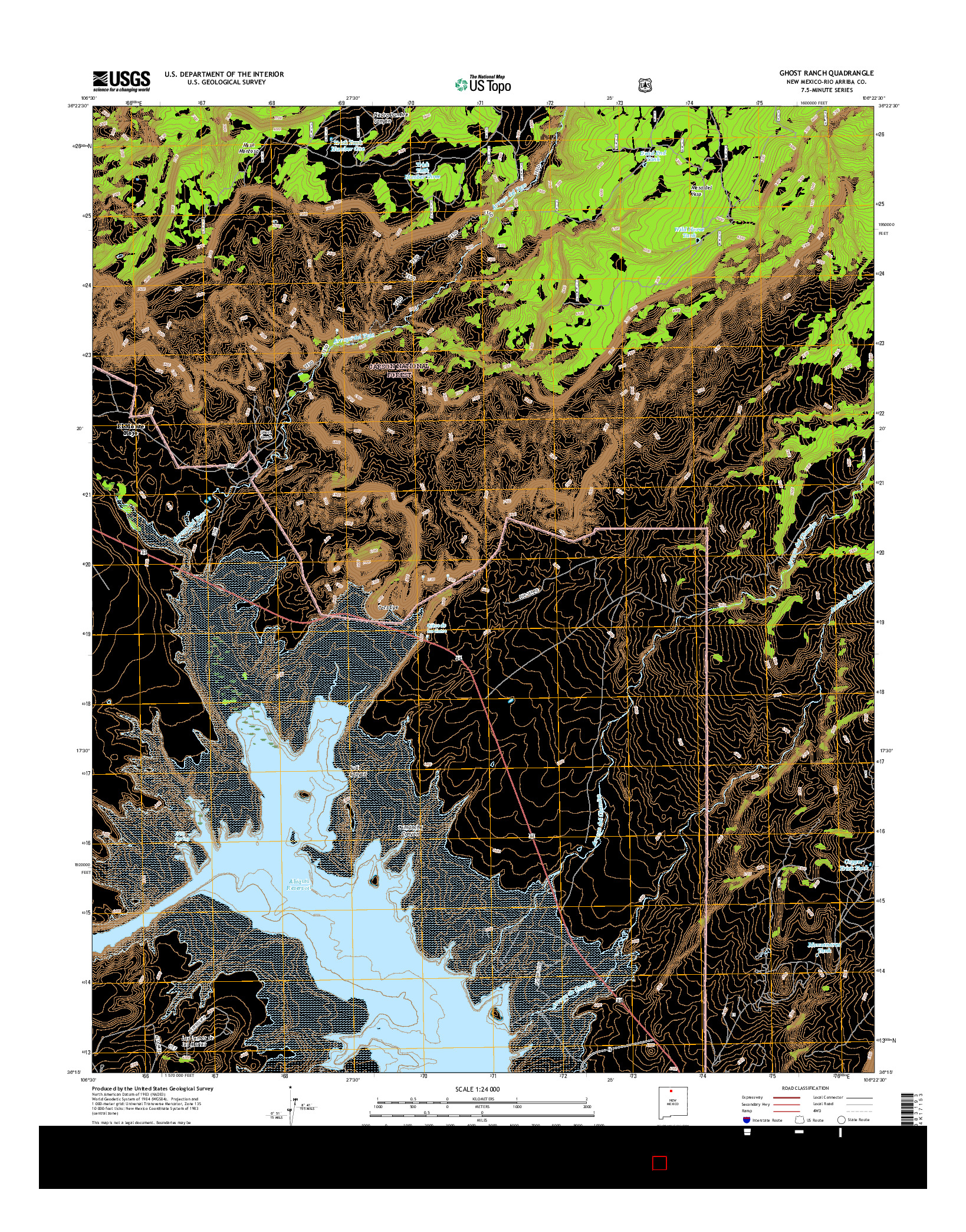 USGS US TOPO 7.5-MINUTE MAP FOR GHOST RANCH, NM 2017