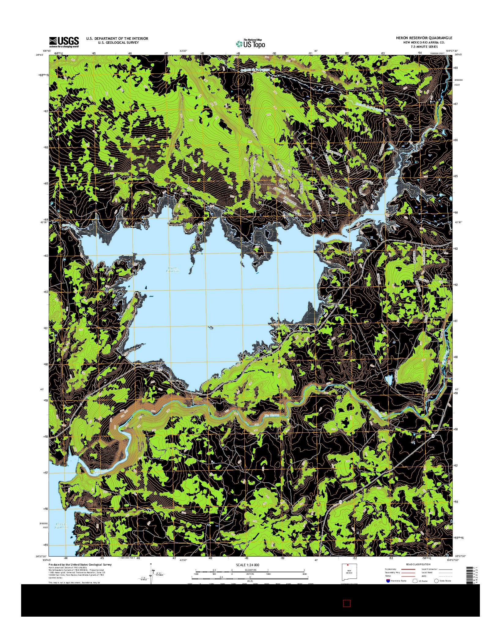 USGS US TOPO 7.5-MINUTE MAP FOR HERON RESERVOIR, NM 2017