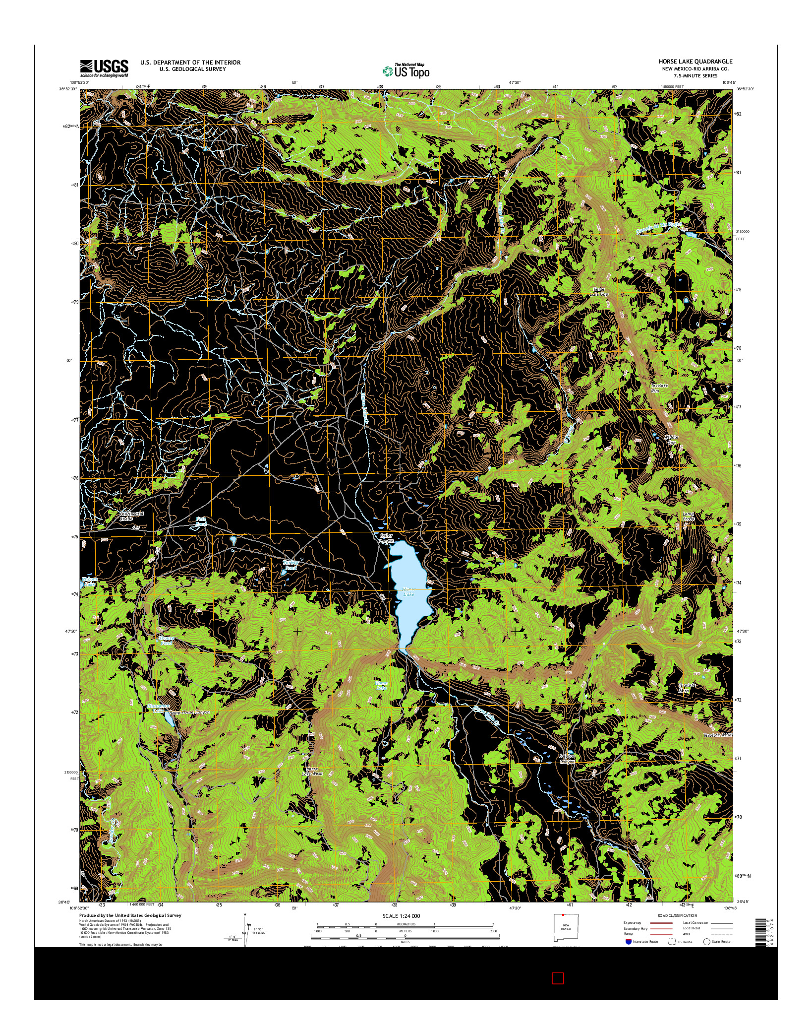 USGS US TOPO 7.5-MINUTE MAP FOR HORSE LAKE, NM 2017