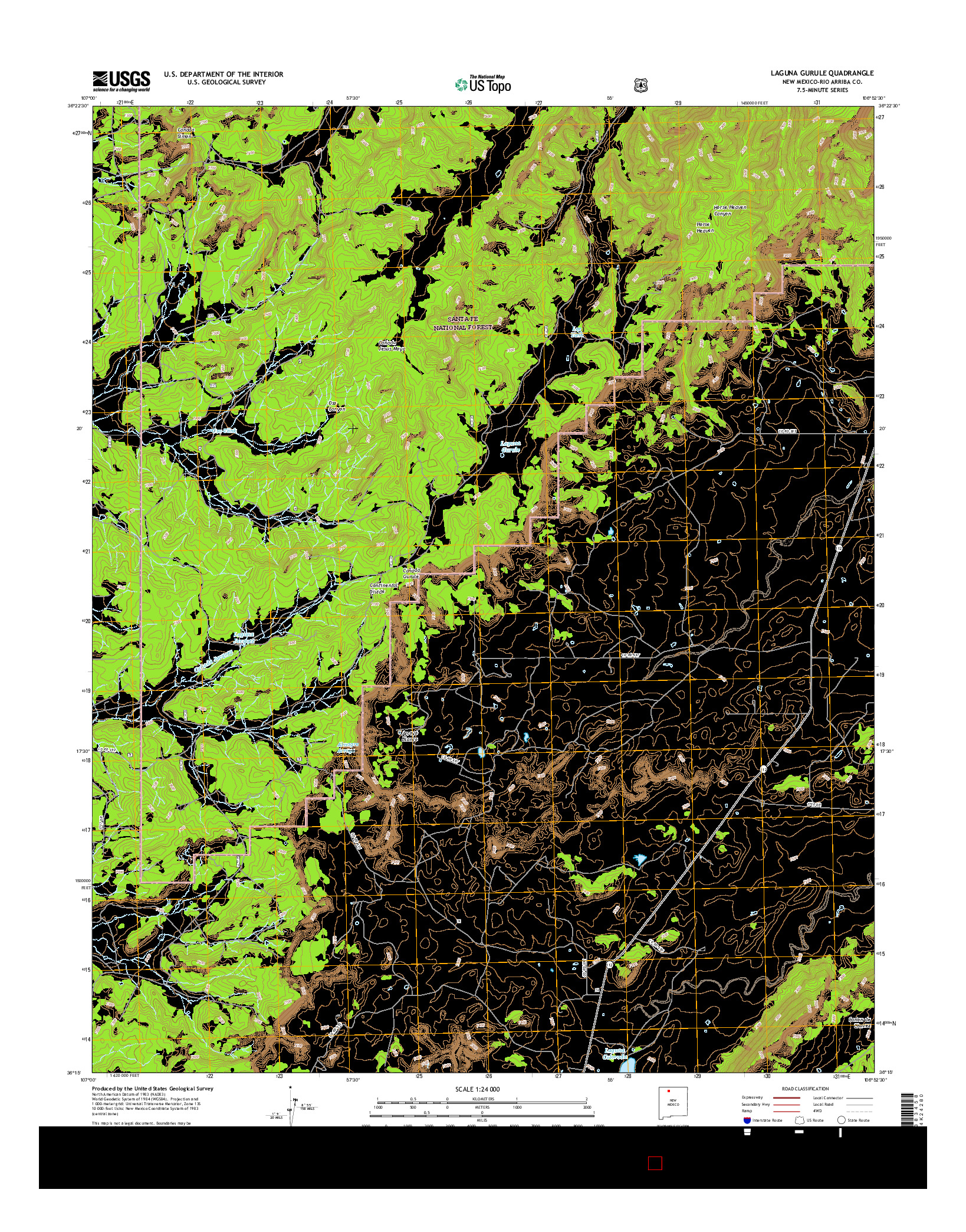 USGS US TOPO 7.5-MINUTE MAP FOR LAGUNA GURULE, NM 2017