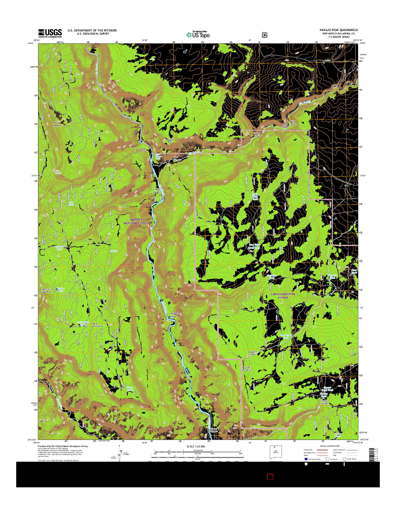 USGS US TOPO 7.5-MINUTE MAP FOR NAVAJO PEAK, NM 2017