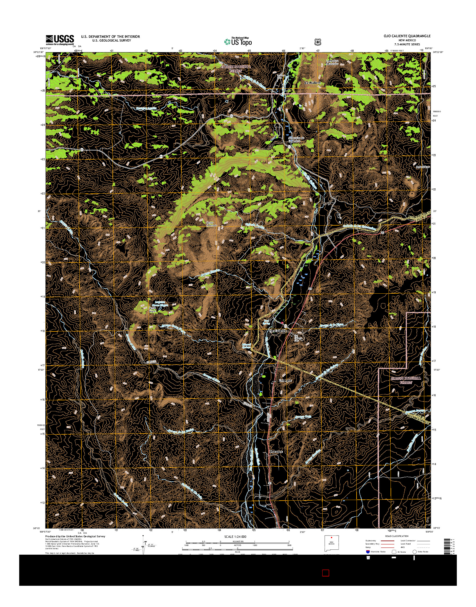 USGS US TOPO 7.5-MINUTE MAP FOR OJO CALIENTE, NM 2017