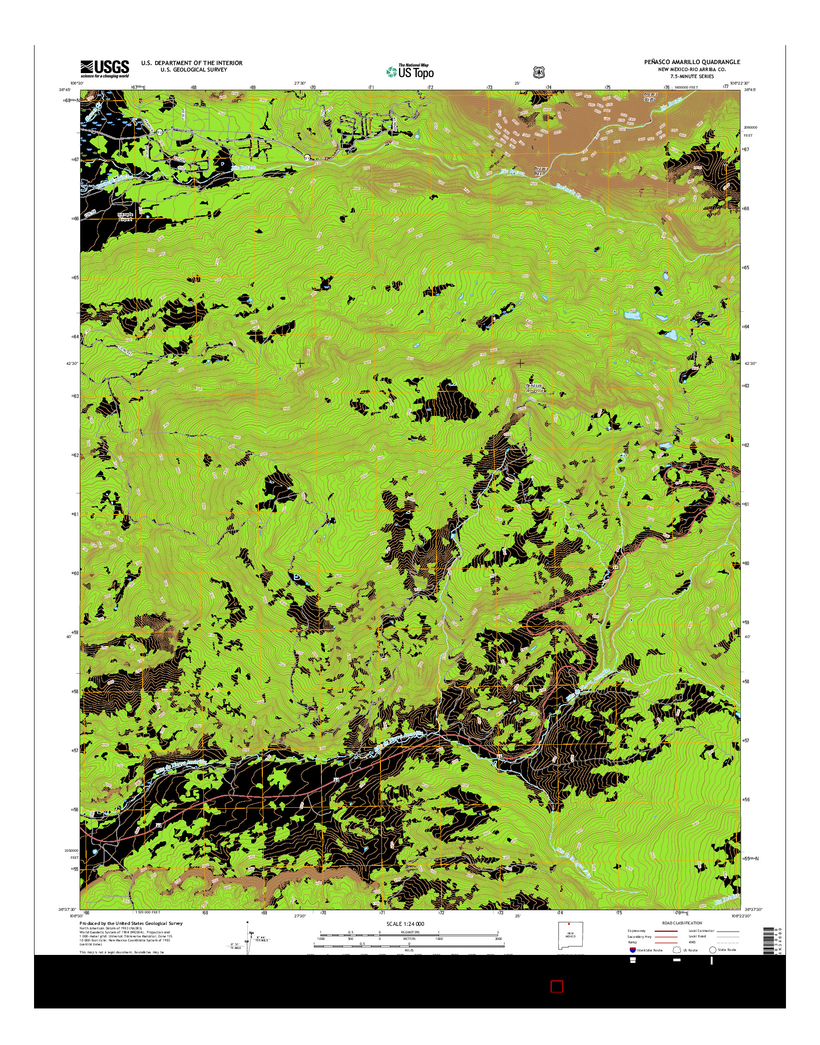 USGS US TOPO 7.5-MINUTE MAP FOR PEñASCO AMARILLO, NM 2017