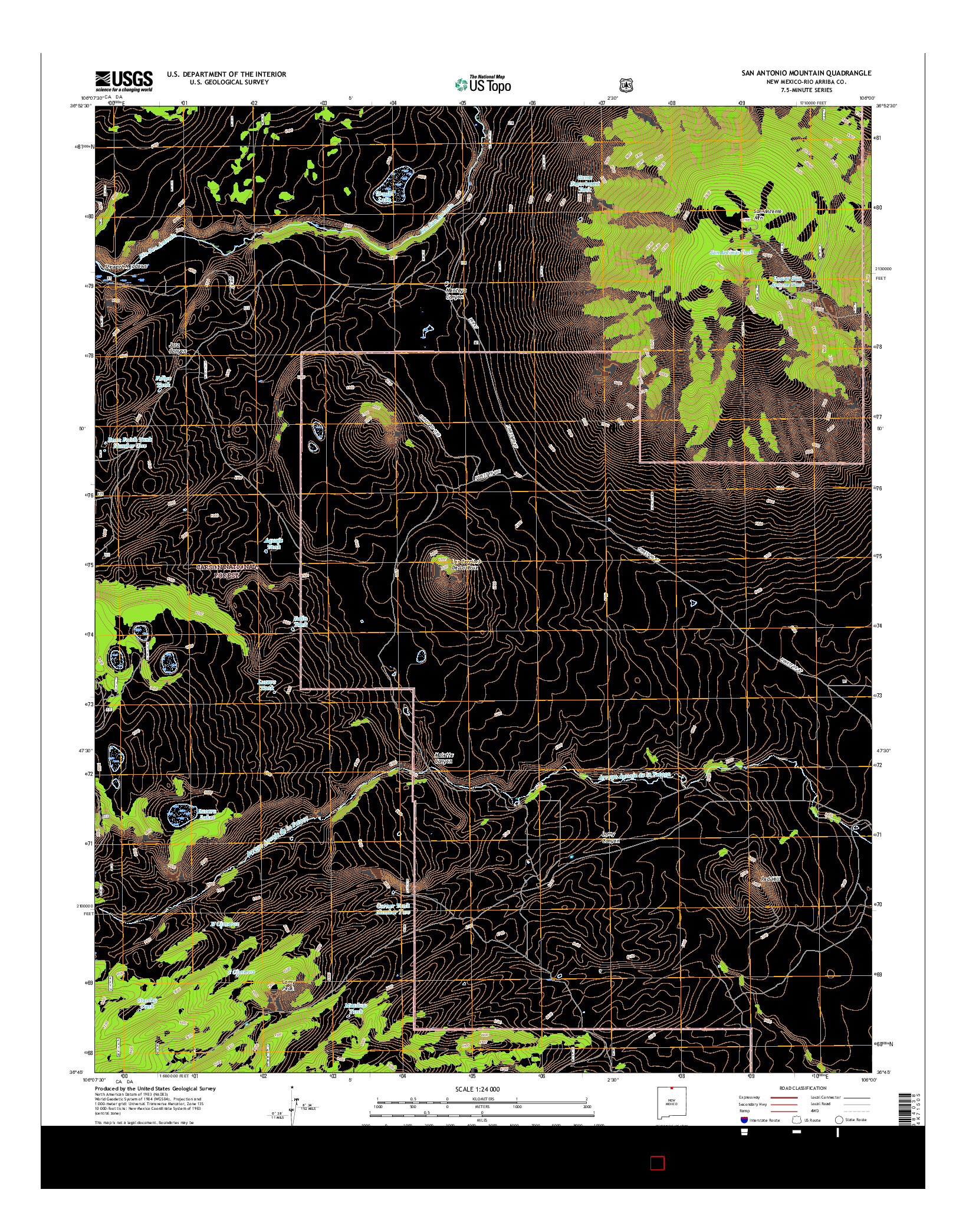 USGS US TOPO 7.5-MINUTE MAP FOR SAN ANTONIO MOUNTAIN, NM 2017