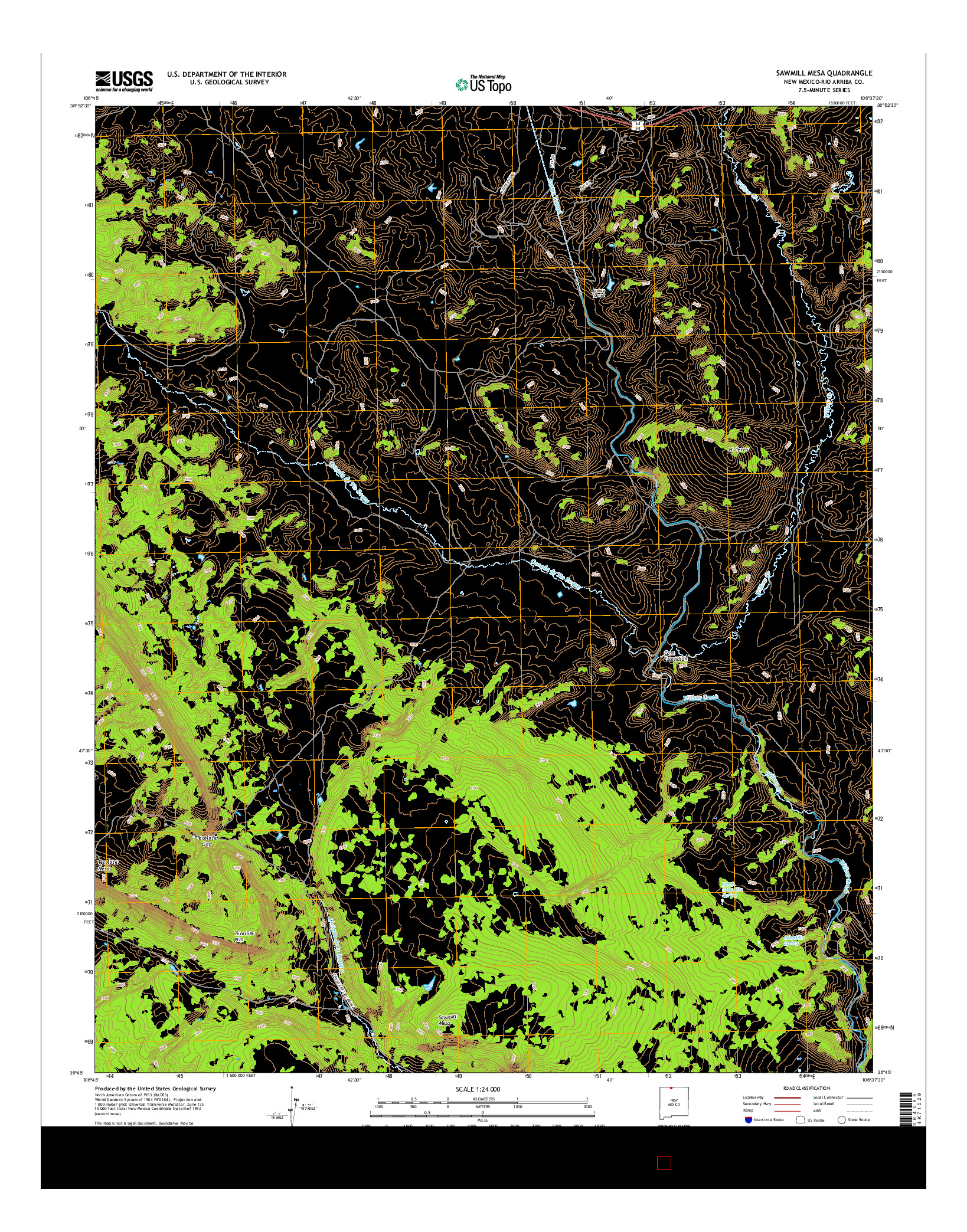 USGS US TOPO 7.5-MINUTE MAP FOR SAWMILL MESA, NM 2017