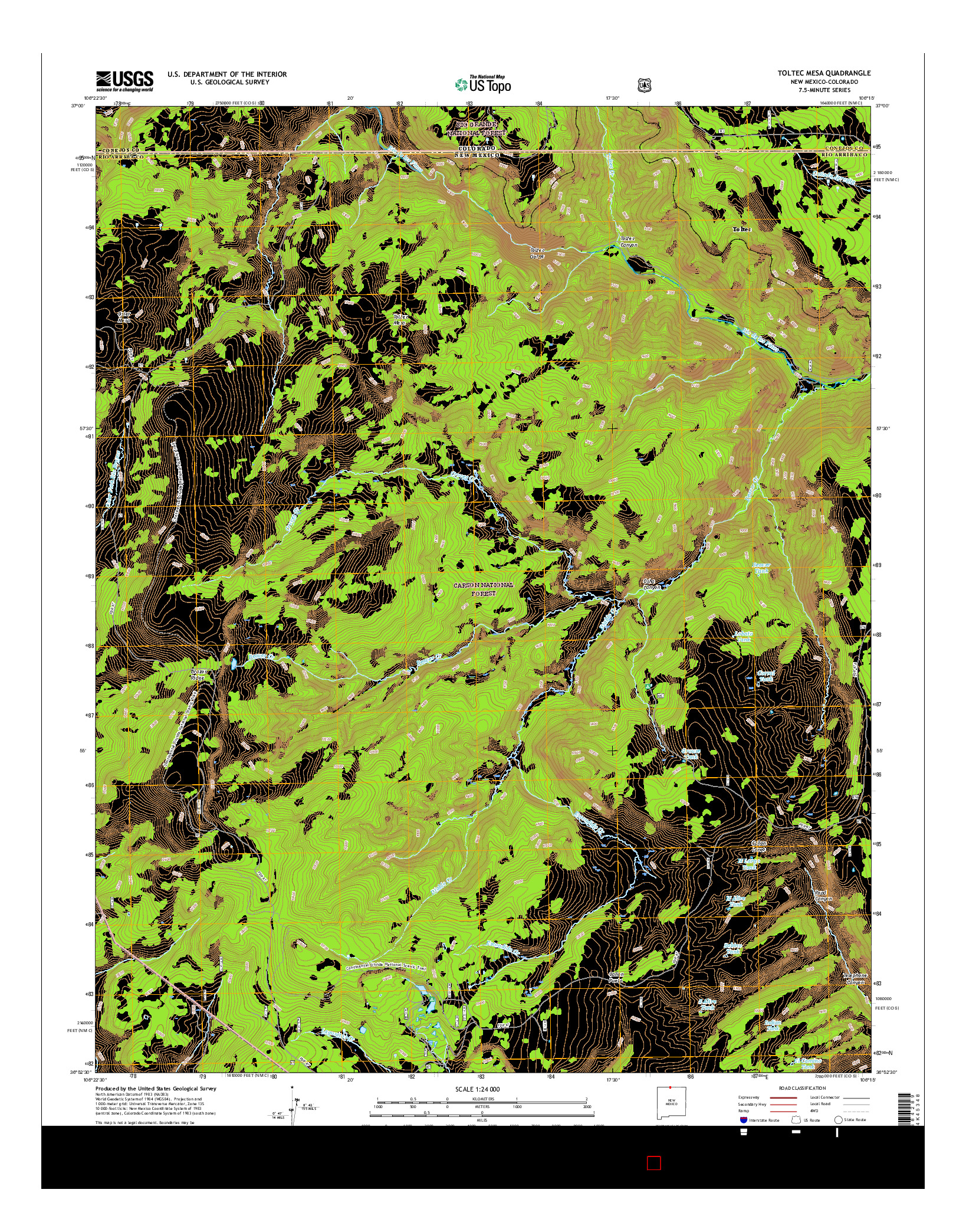 USGS US TOPO 7.5-MINUTE MAP FOR TOLTEC MESA, NM-CO 2017