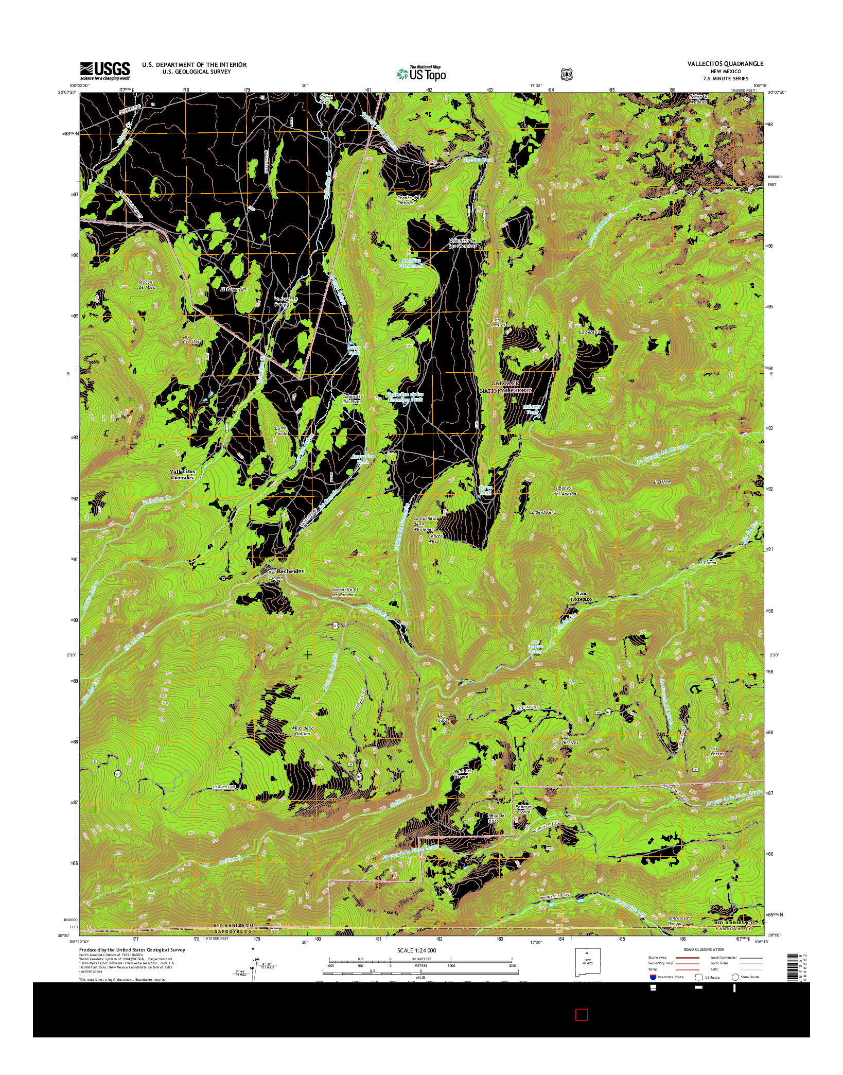 USGS US TOPO 7.5-MINUTE MAP FOR VALLECITOS, NM 2017