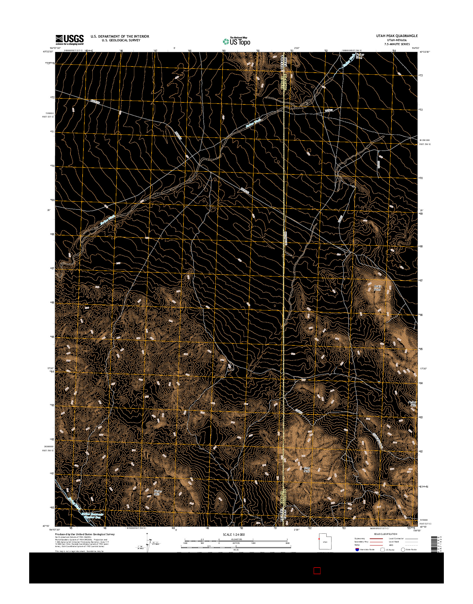 USGS US TOPO 7.5-MINUTE MAP FOR UTAH PEAK, UT-NV 2017