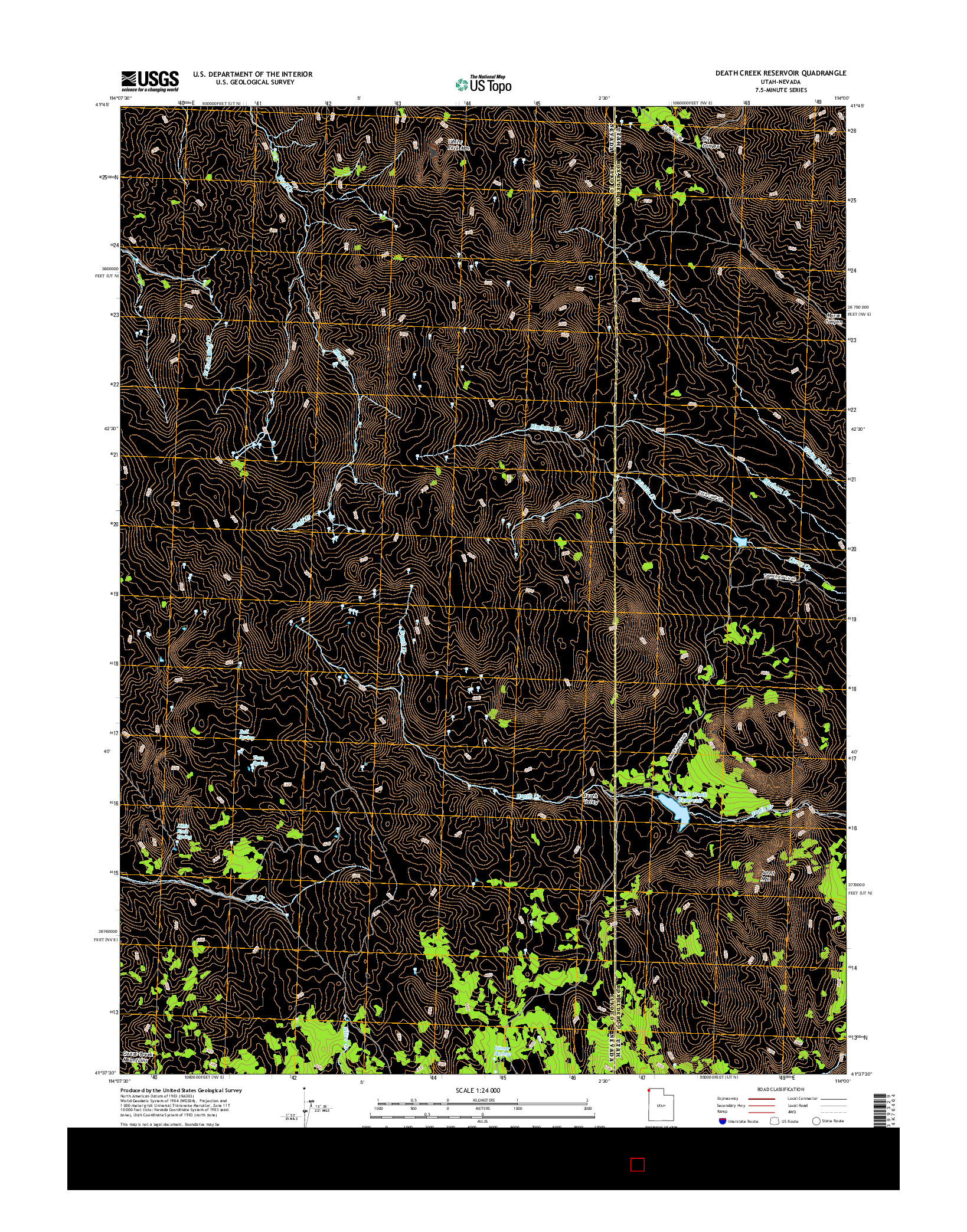 USGS US TOPO 7.5-MINUTE MAP FOR DEATH CREEK RESERVOIR, UT-NV 2017