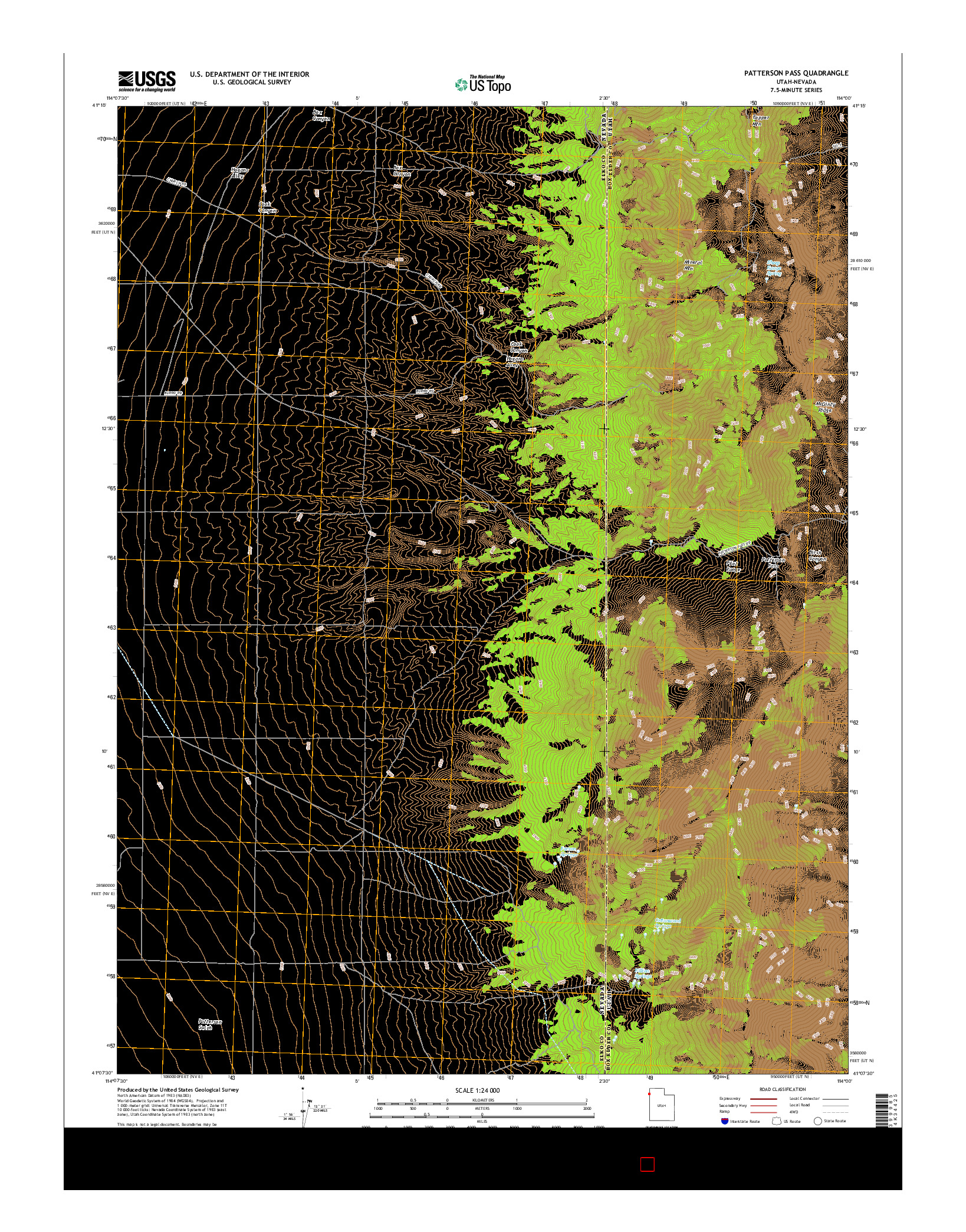 USGS US TOPO 7.5-MINUTE MAP FOR PATTERSON PASS, UT-NV 2017