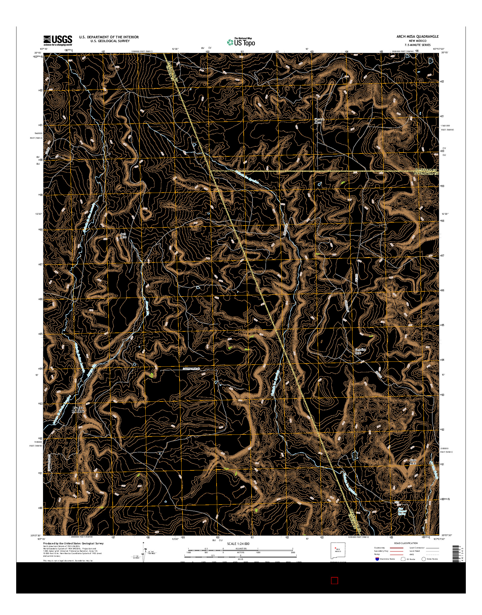 USGS US TOPO 7.5-MINUTE MAP FOR ARCH MESA, NM 2017