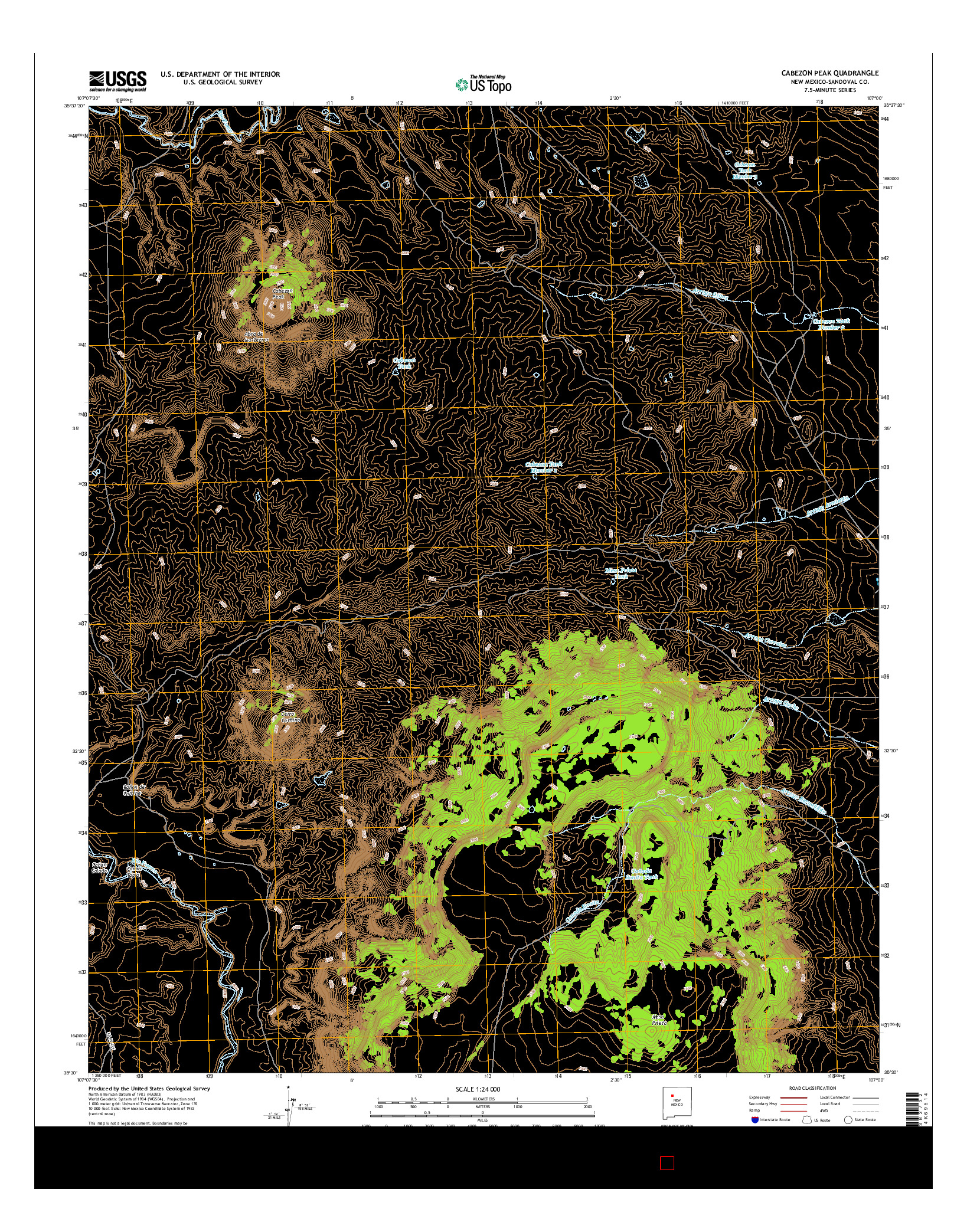 USGS US TOPO 7.5-MINUTE MAP FOR CABEZON PEAK, NM 2017