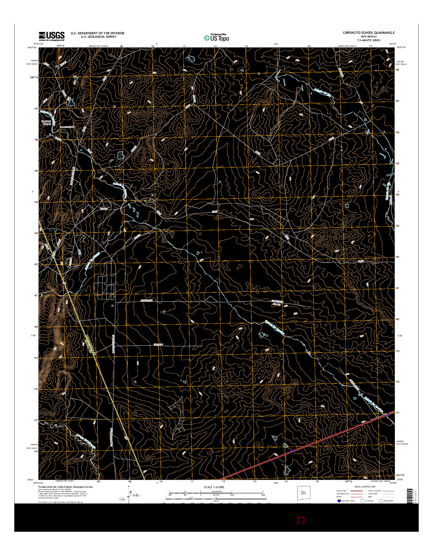 USGS US TOPO 7.5-MINUTE MAP FOR CAñONCITO SCHOOL, NM 2017