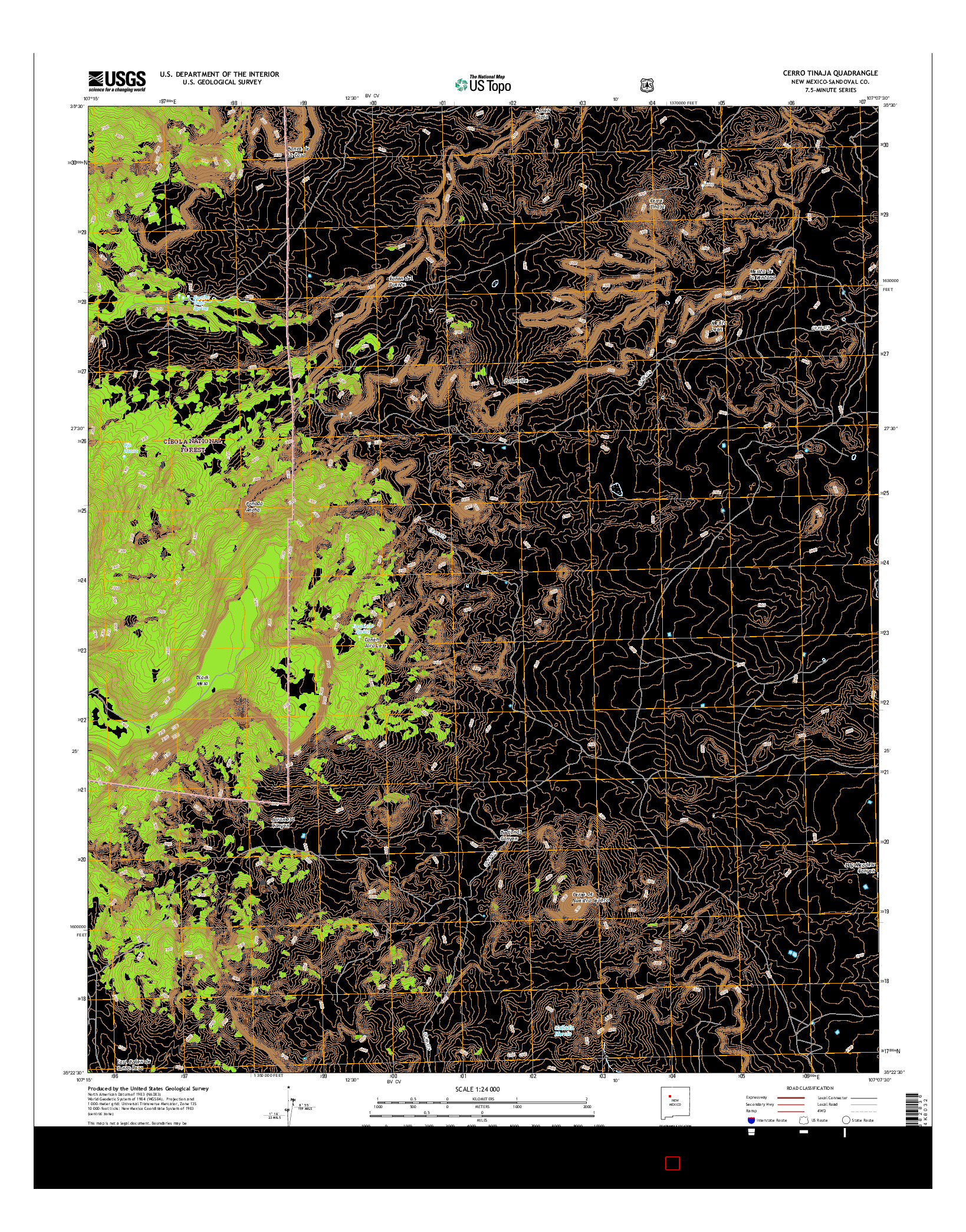USGS US TOPO 7.5-MINUTE MAP FOR CERRO TINAJA, NM 2017