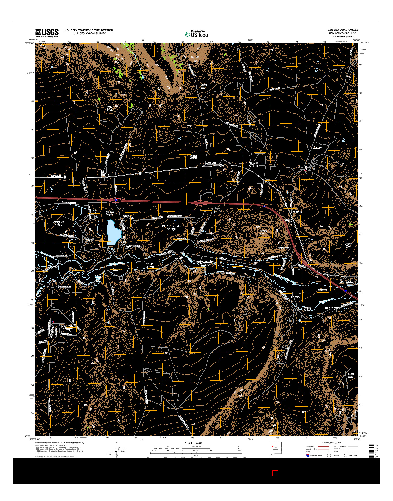 USGS US TOPO 7.5-MINUTE MAP FOR CUBERO, NM 2017