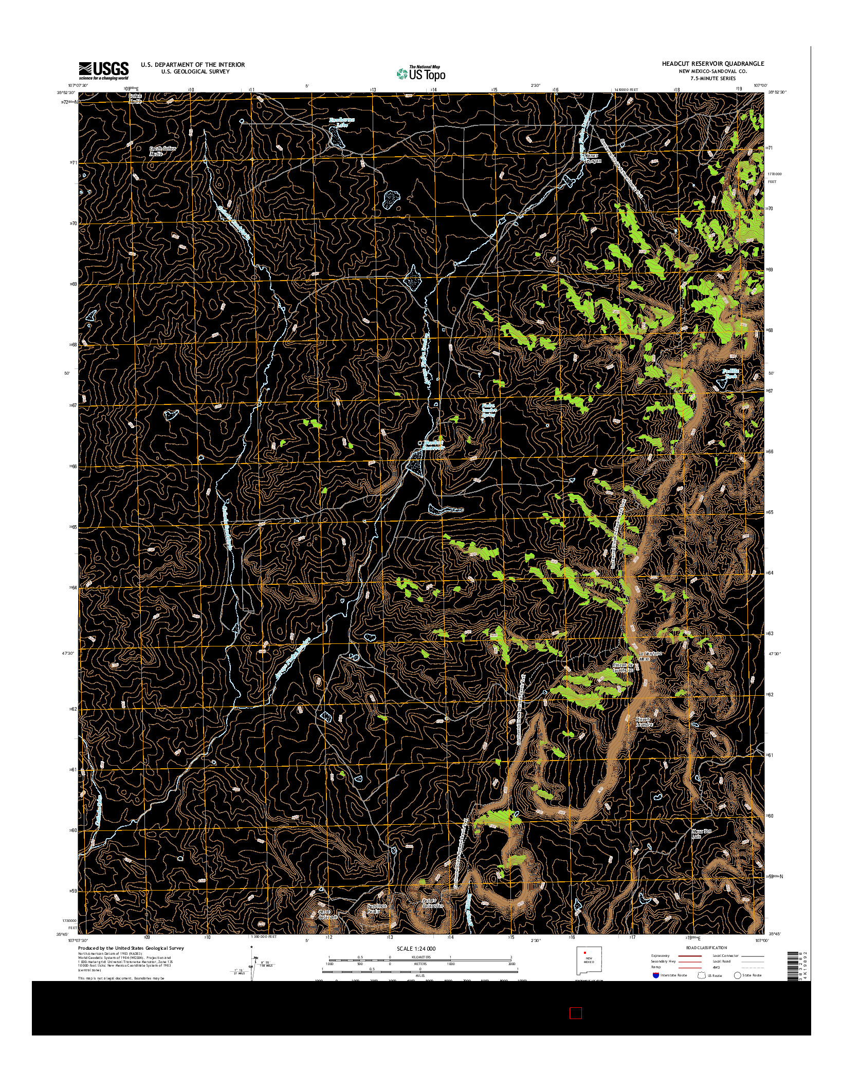 USGS US TOPO 7.5-MINUTE MAP FOR HEADCUT RESERVOIR, NM 2017