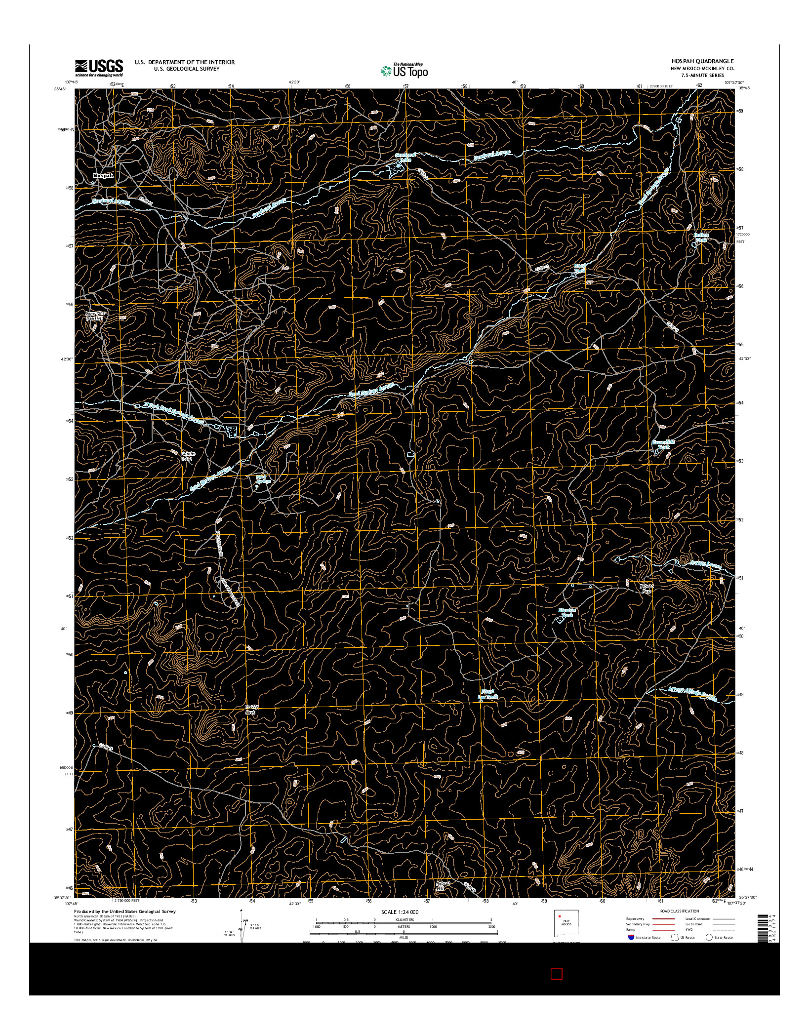 USGS US TOPO 7.5-MINUTE MAP FOR HOSPAH, NM 2017