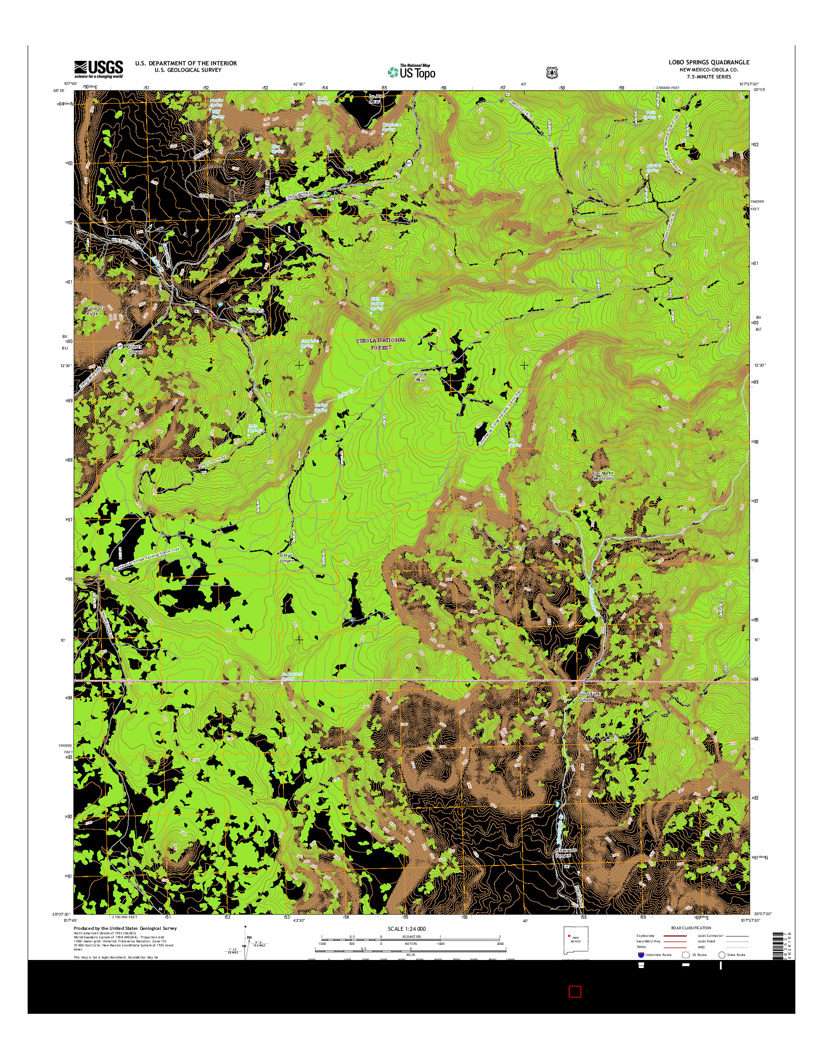 USGS US TOPO 7.5-MINUTE MAP FOR LOBO SPRINGS, NM 2017