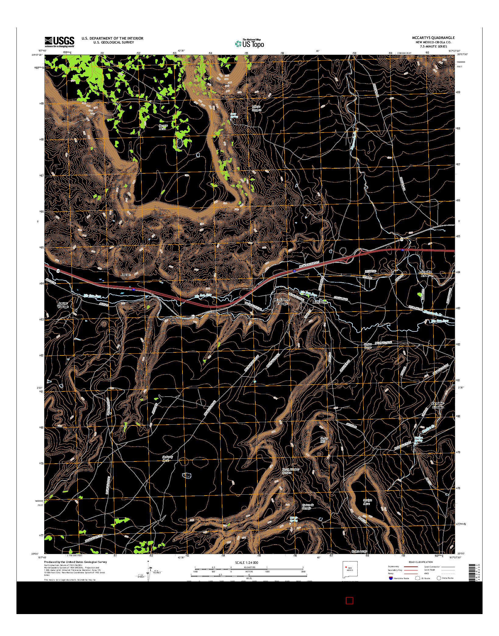 USGS US TOPO 7.5-MINUTE MAP FOR MCCARTYS, NM 2017