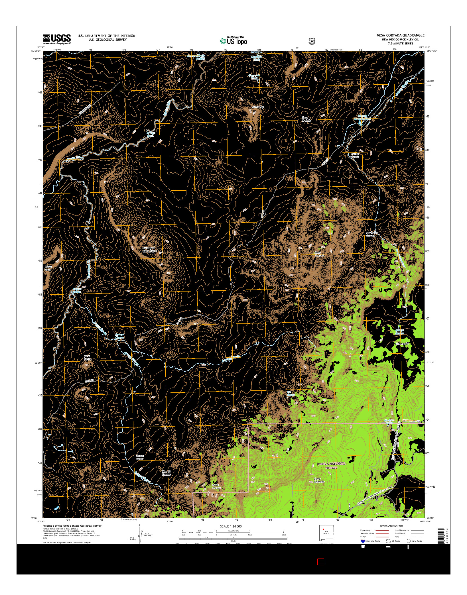 USGS US TOPO 7.5-MINUTE MAP FOR MESA CORTADA, NM 2017