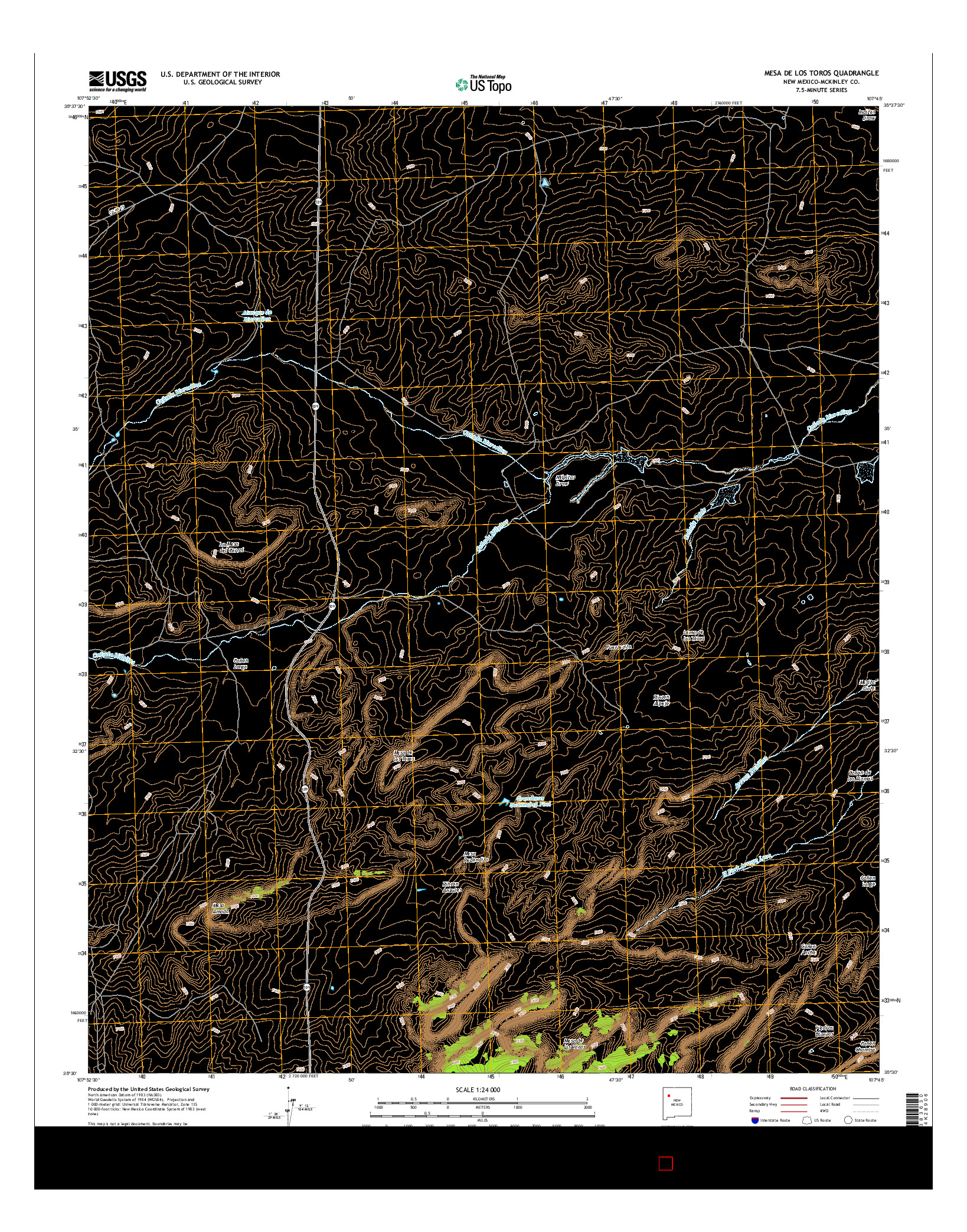 USGS US TOPO 7.5-MINUTE MAP FOR MESA DE LOS TOROS, NM 2017