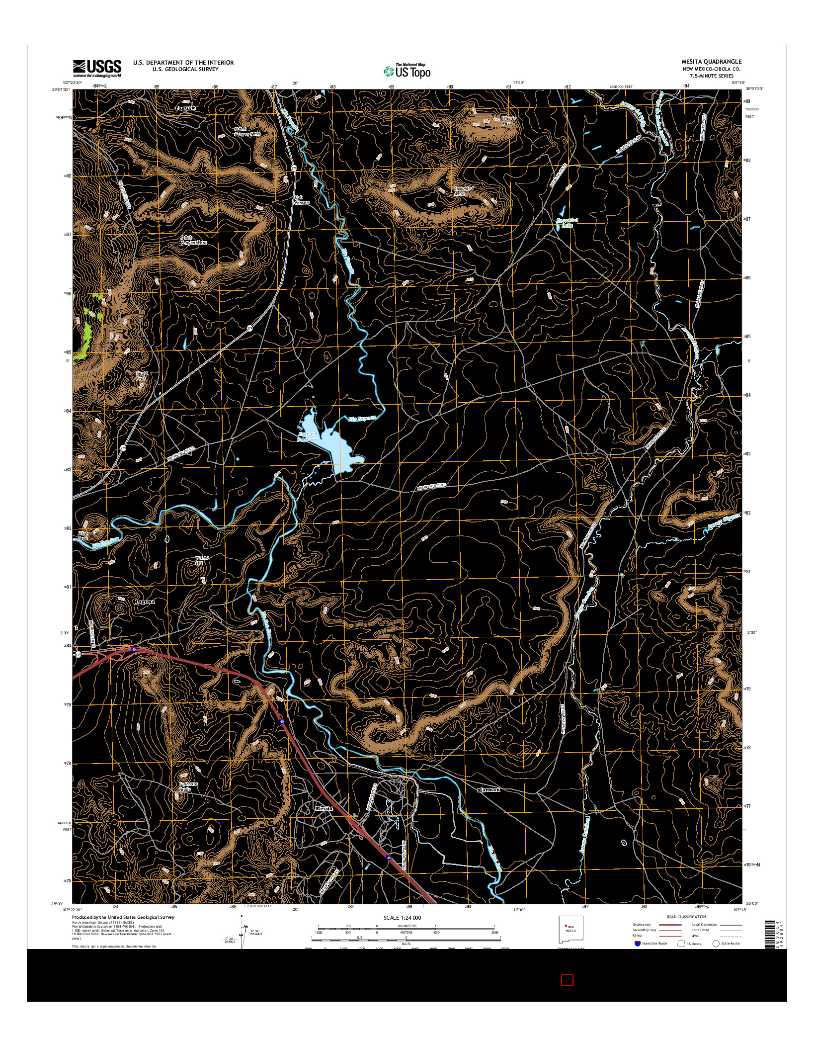 USGS US TOPO 7.5-MINUTE MAP FOR MESITA, NM 2017