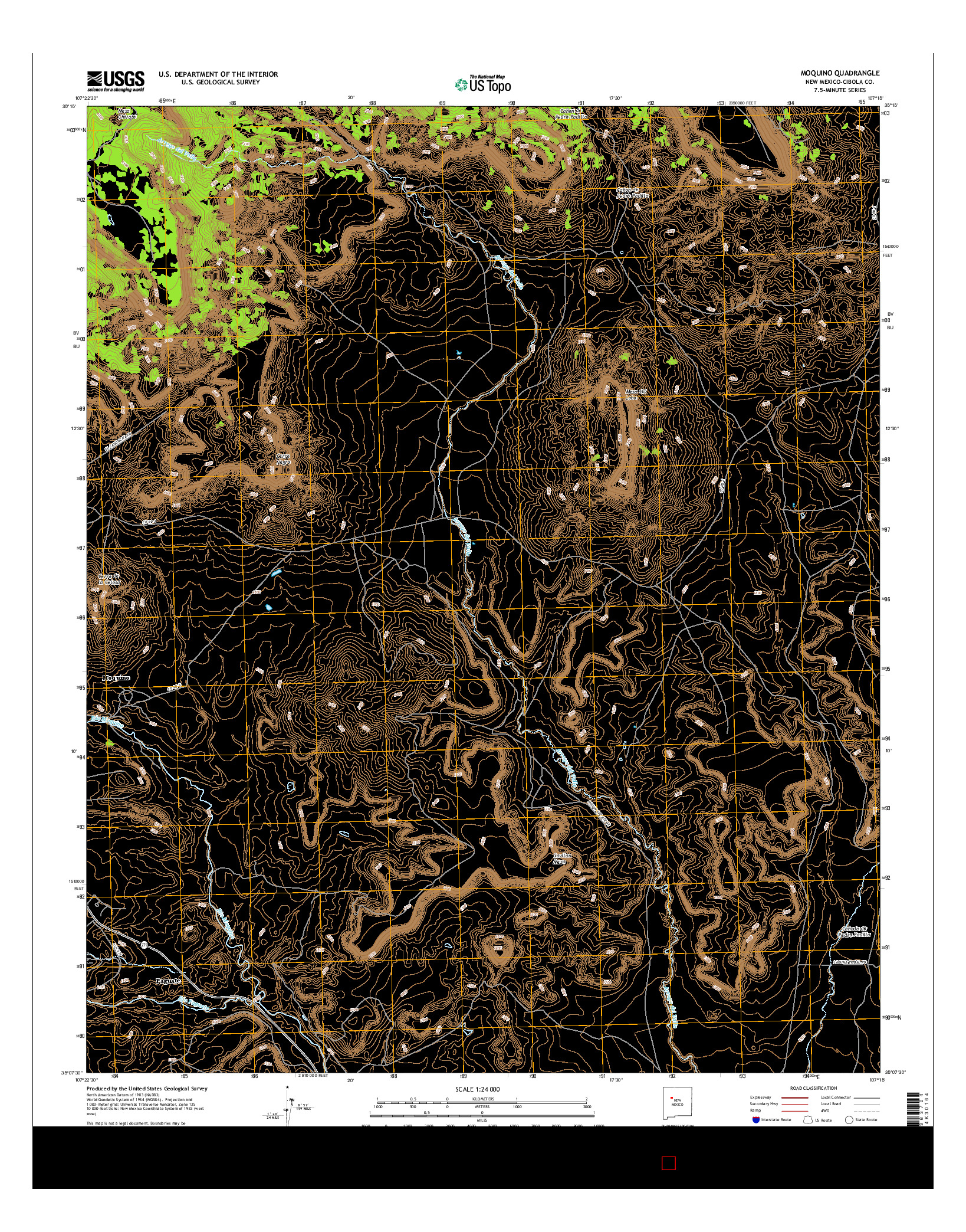 USGS US TOPO 7.5-MINUTE MAP FOR MOQUINO, NM 2017