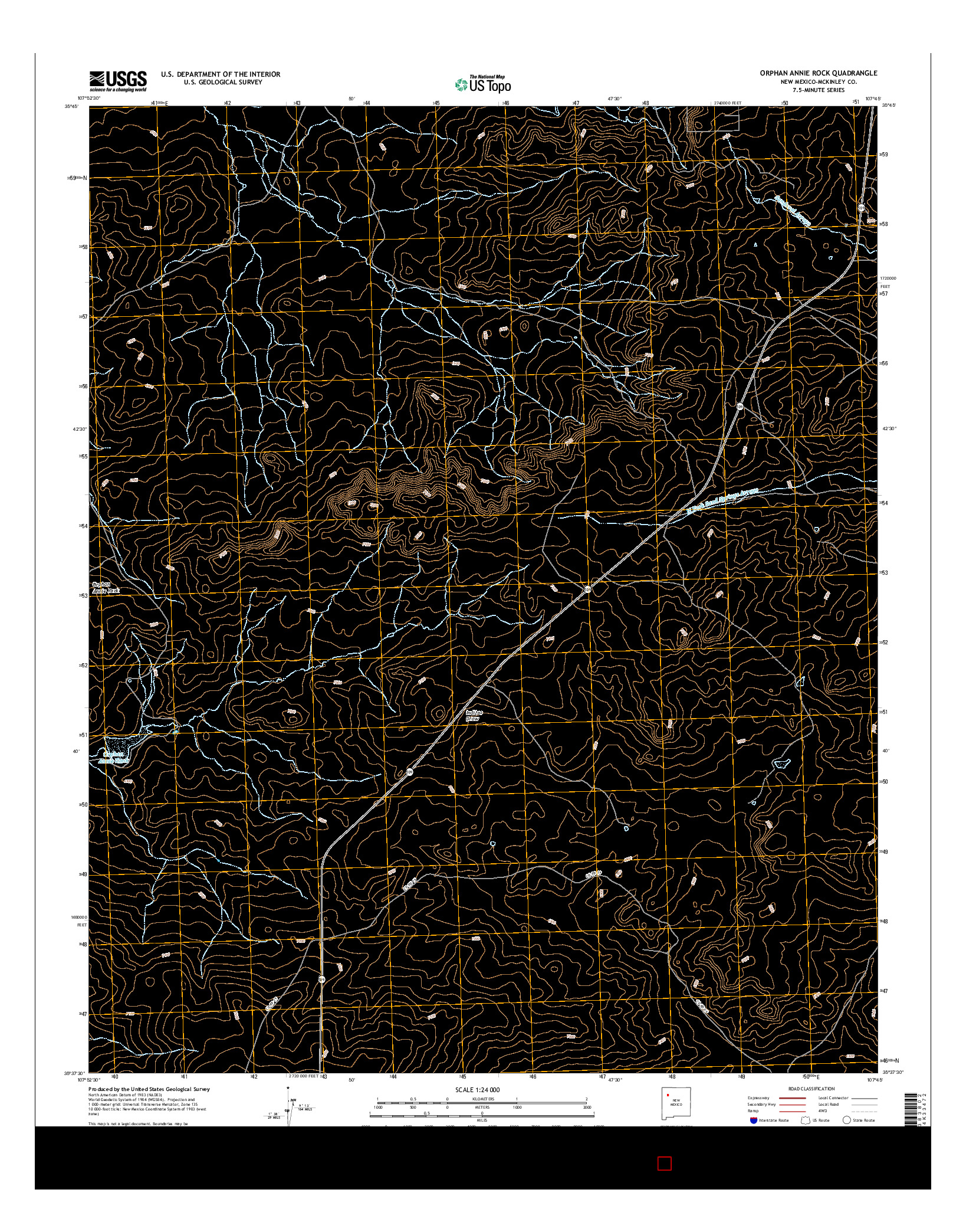 USGS US TOPO 7.5-MINUTE MAP FOR ORPHAN ANNIE ROCK, NM 2017