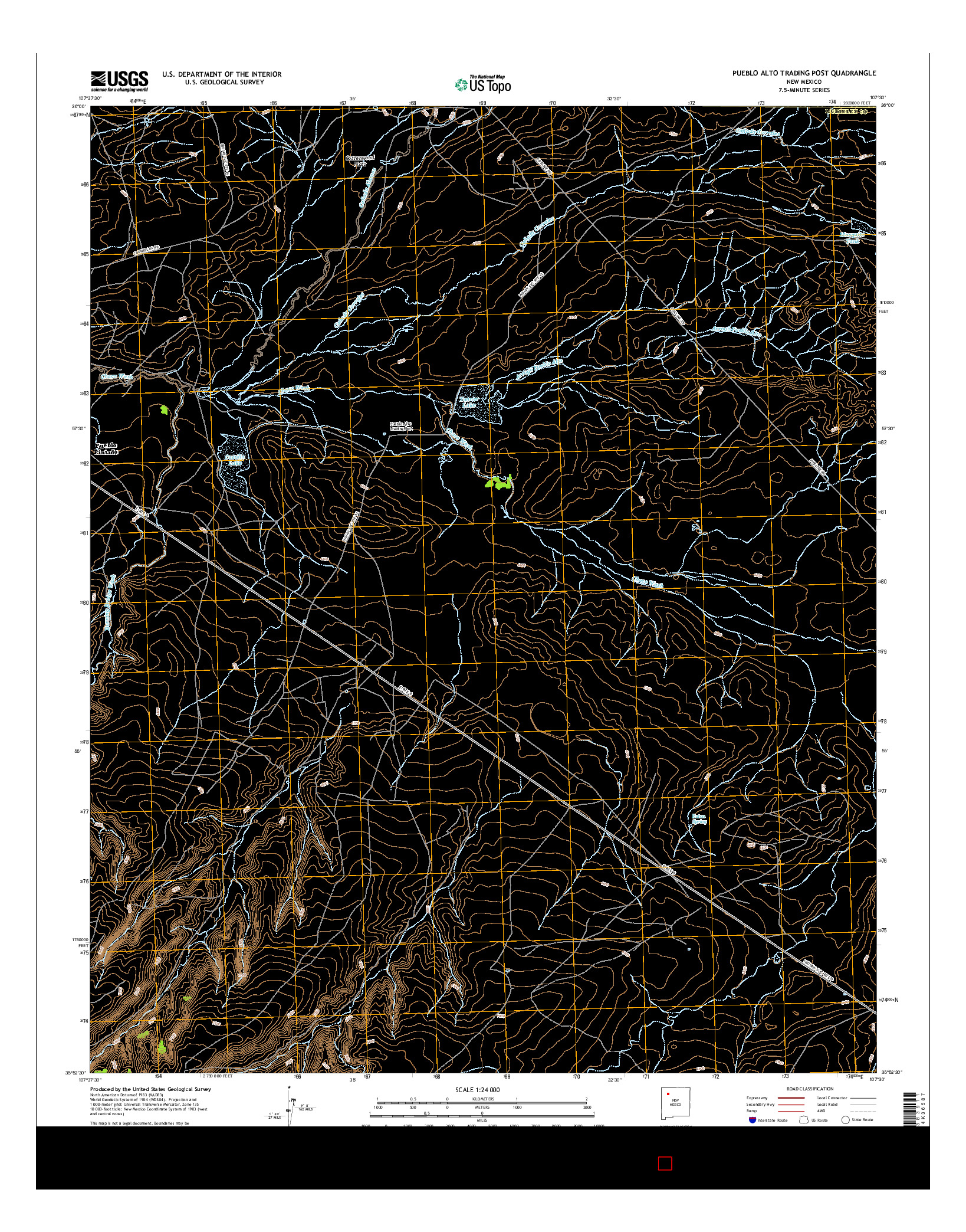 USGS US TOPO 7.5-MINUTE MAP FOR PUEBLO ALTO TRADING POST, NM 2017