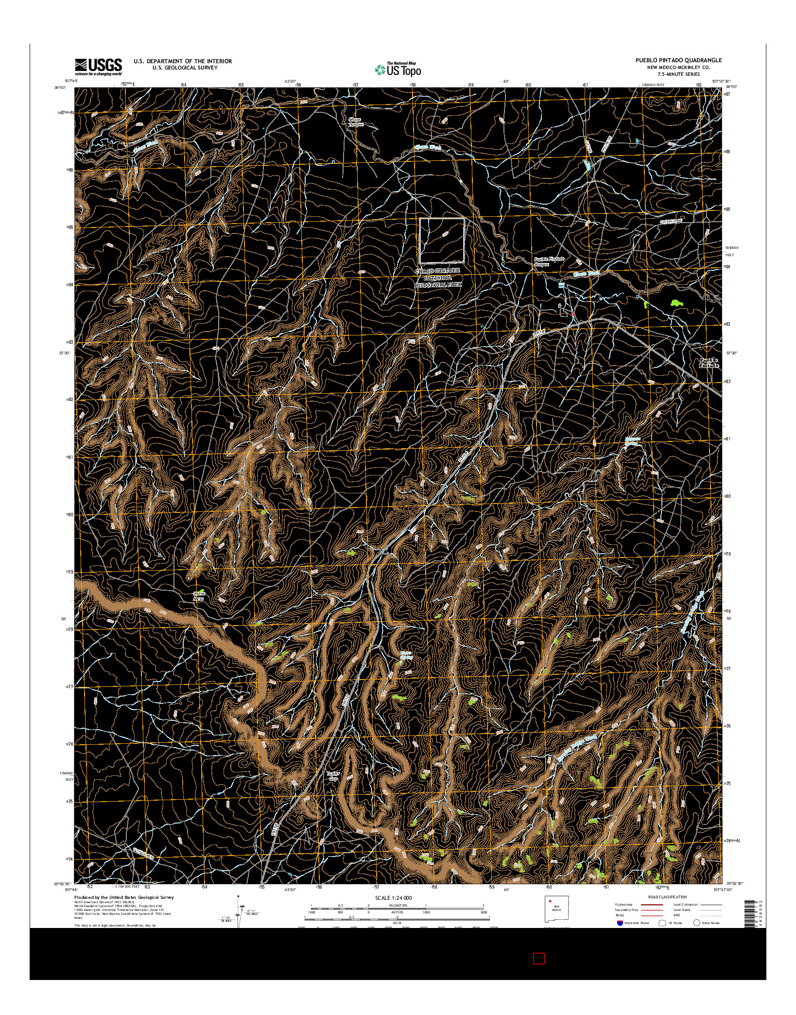 USGS US TOPO 7.5-MINUTE MAP FOR PUEBLO PINTADO, NM 2017