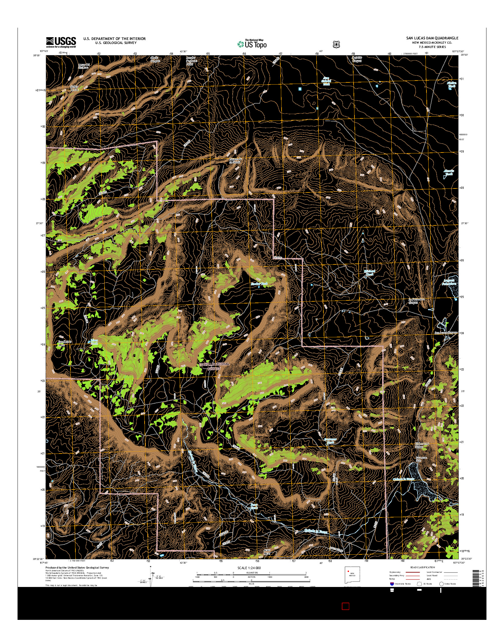 USGS US TOPO 7.5-MINUTE MAP FOR SAN LUCAS DAM, NM 2017