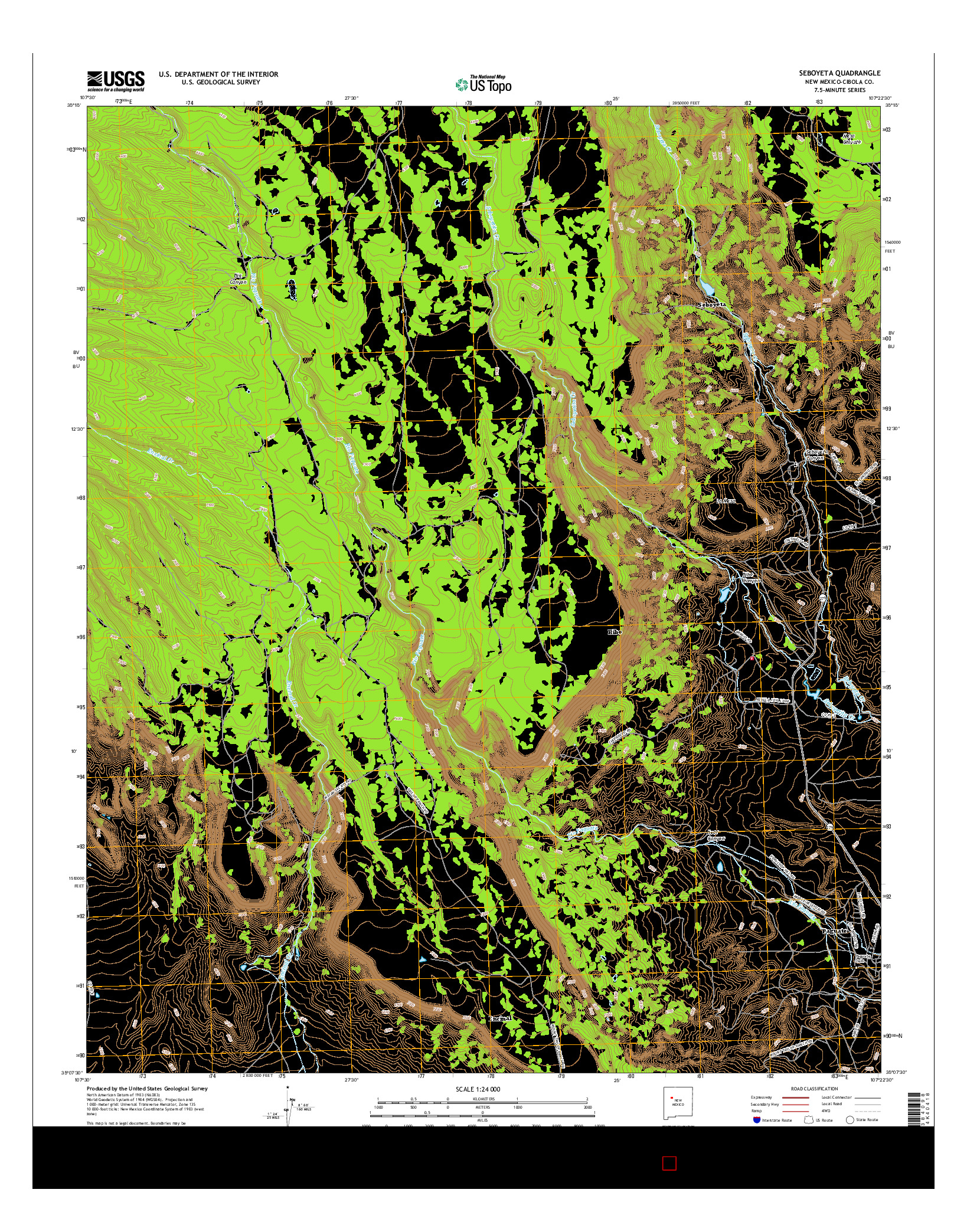 USGS US TOPO 7.5-MINUTE MAP FOR SEBOYETA, NM 2017