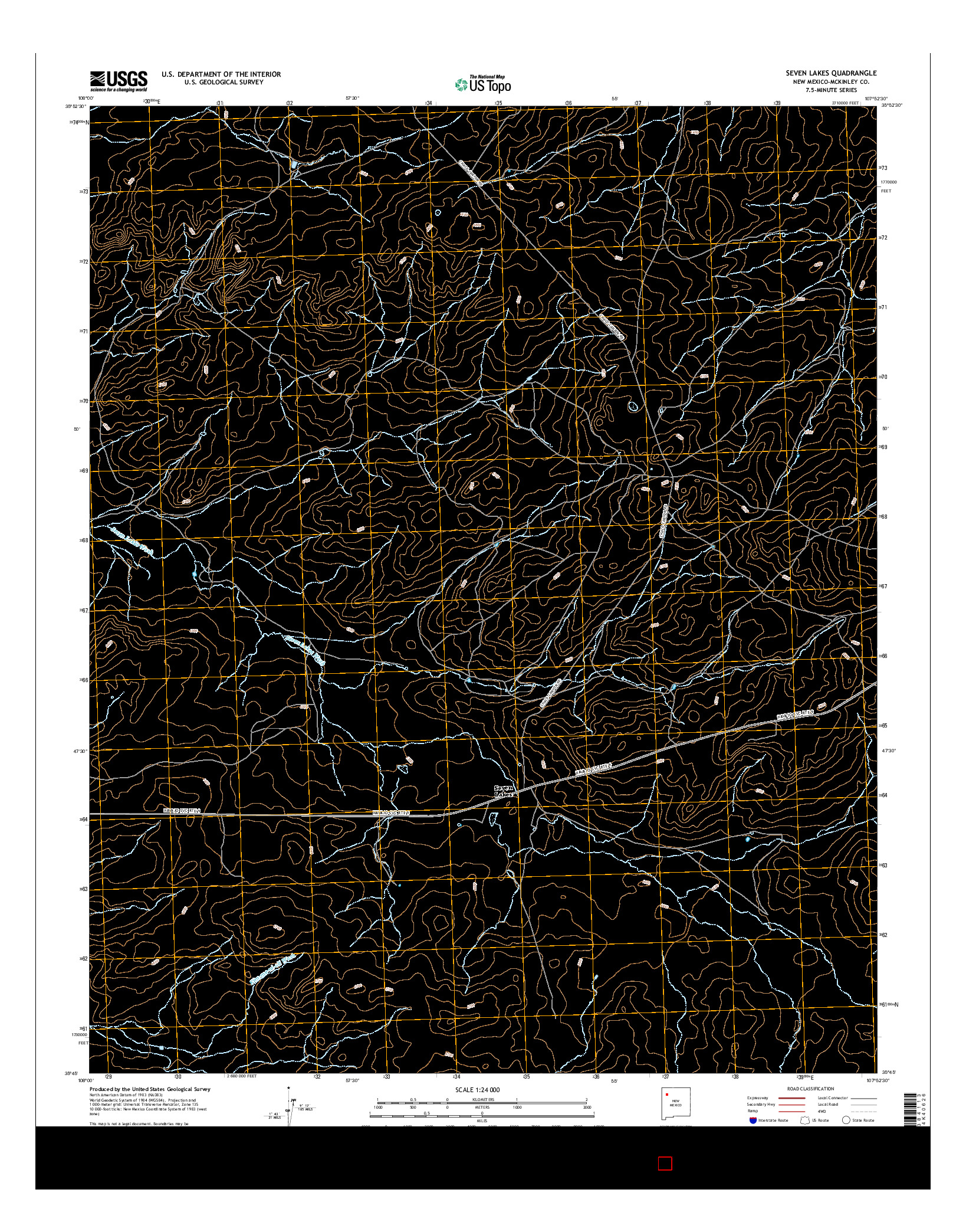 USGS US TOPO 7.5-MINUTE MAP FOR SEVEN LAKES, NM 2017