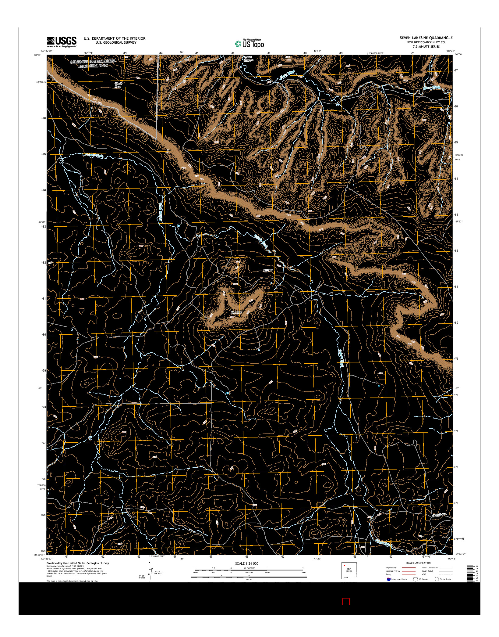 USGS US TOPO 7.5-MINUTE MAP FOR SEVEN LAKES NE, NM 2017