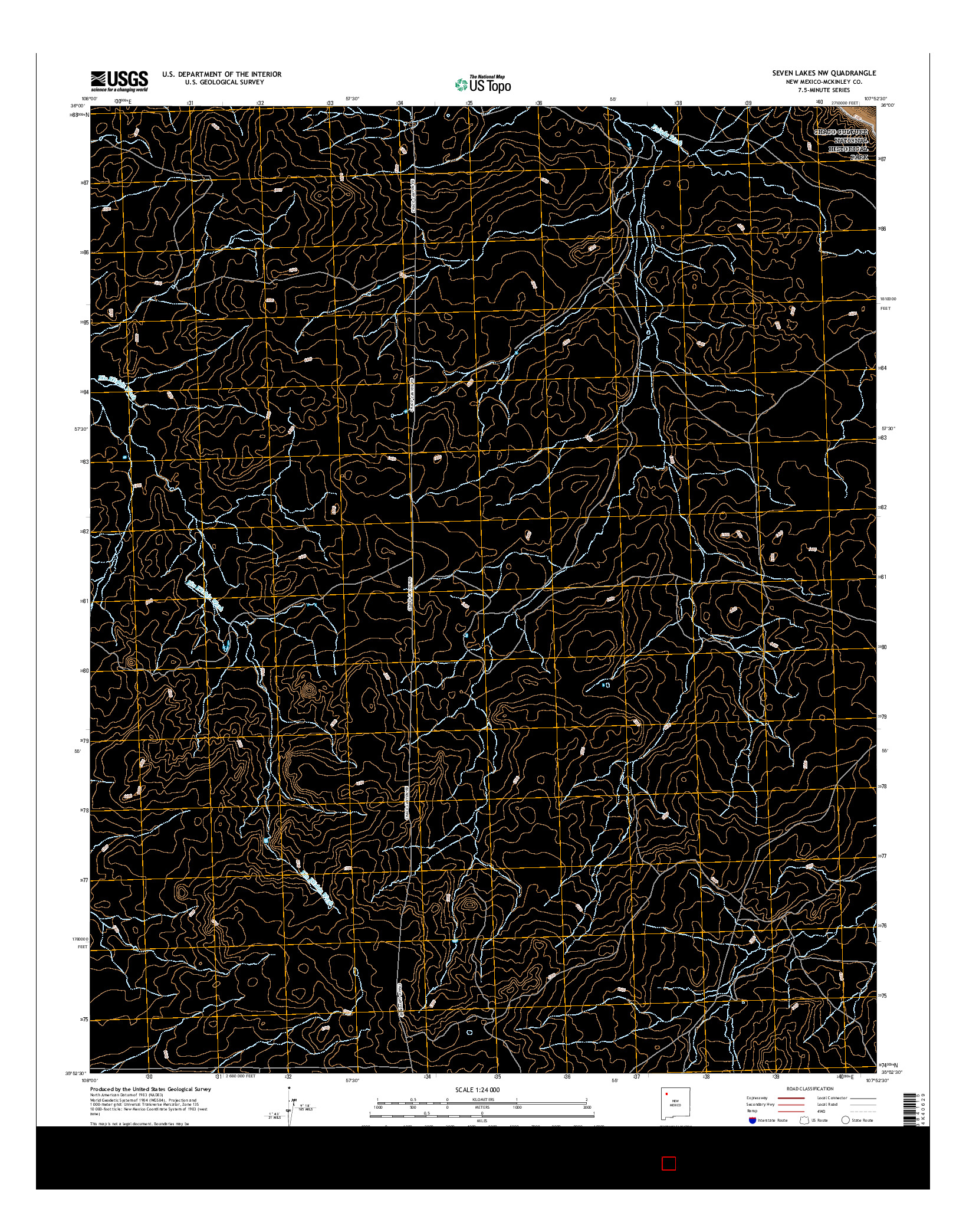 USGS US TOPO 7.5-MINUTE MAP FOR SEVEN LAKES NW, NM 2017