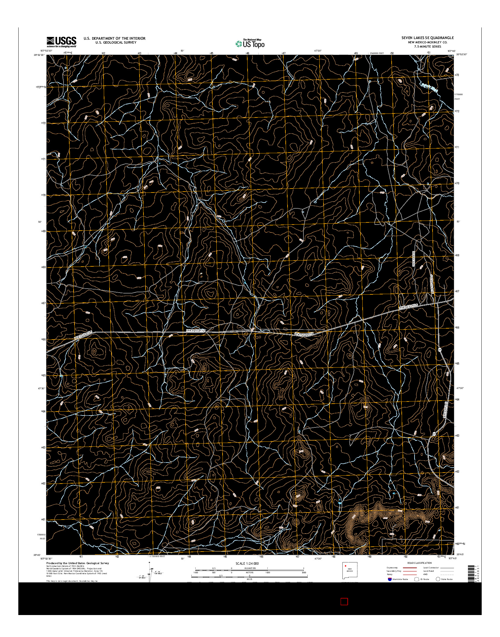 USGS US TOPO 7.5-MINUTE MAP FOR SEVEN LAKES SE, NM 2017