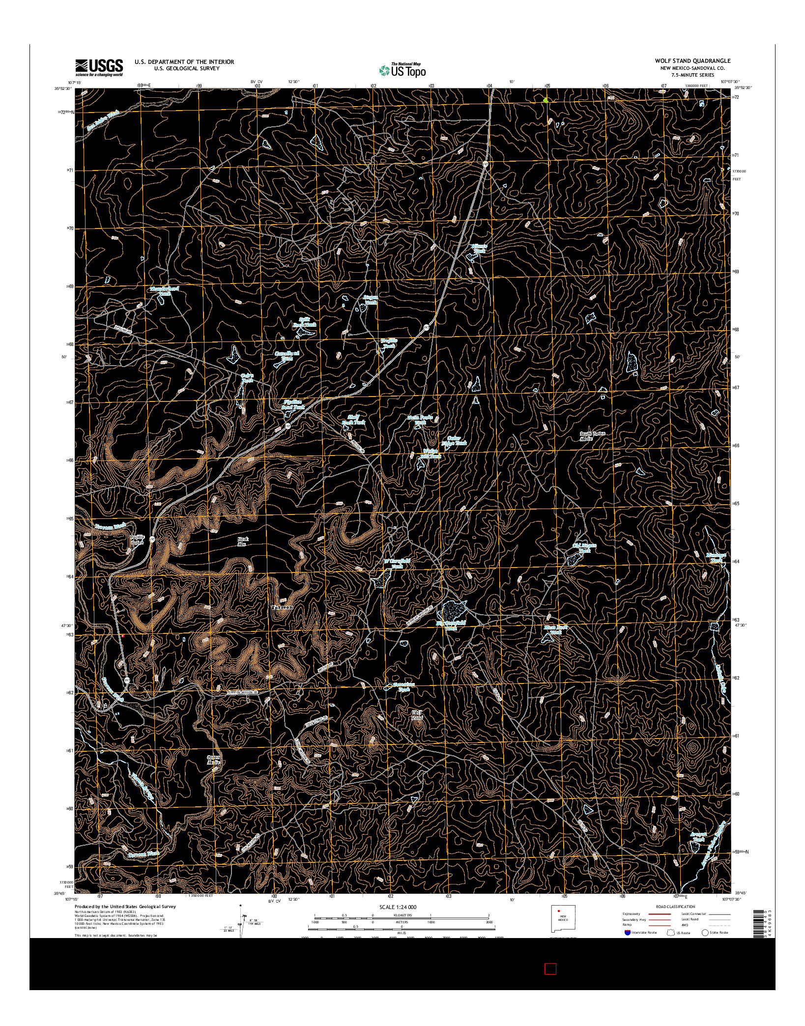 USGS US TOPO 7.5-MINUTE MAP FOR WOLF STAND, NM 2017