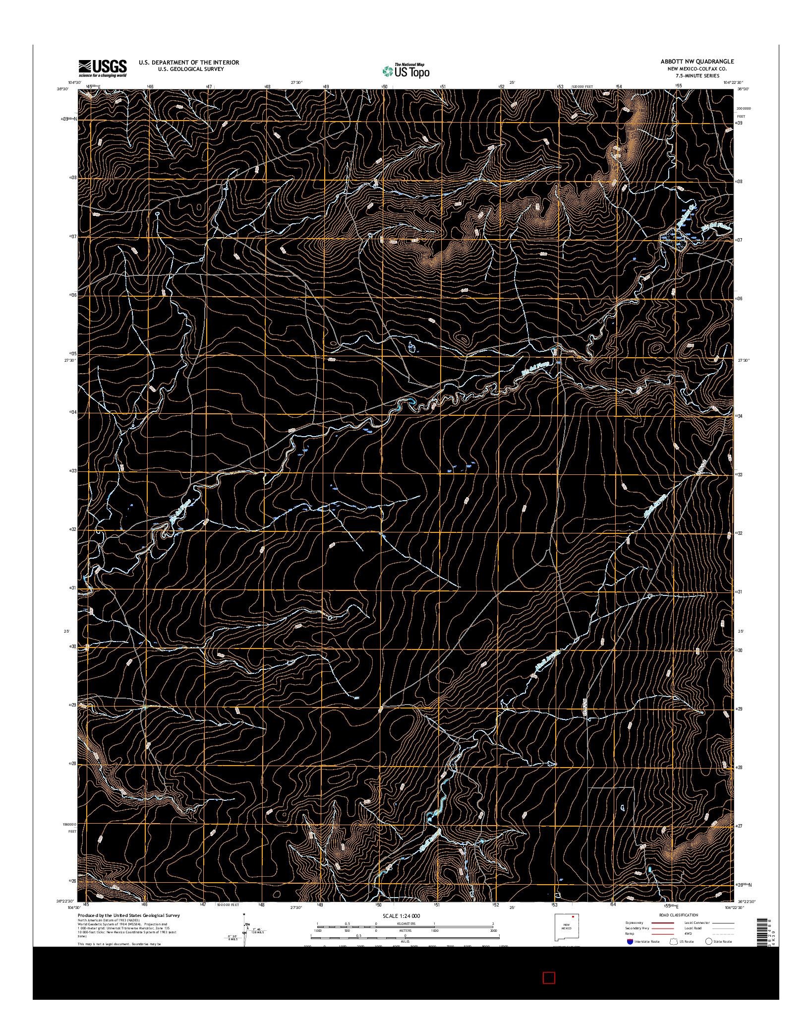 USGS US TOPO 7.5-MINUTE MAP FOR ABBOTT NW, NM 2017
