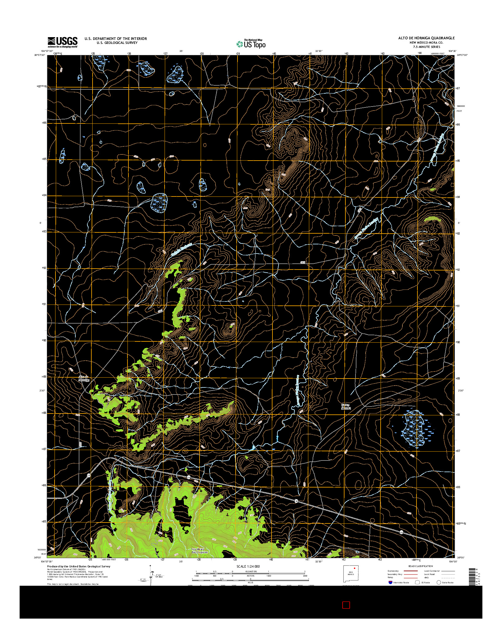 USGS US TOPO 7.5-MINUTE MAP FOR ALTO DE HORMIGA, NM 2017