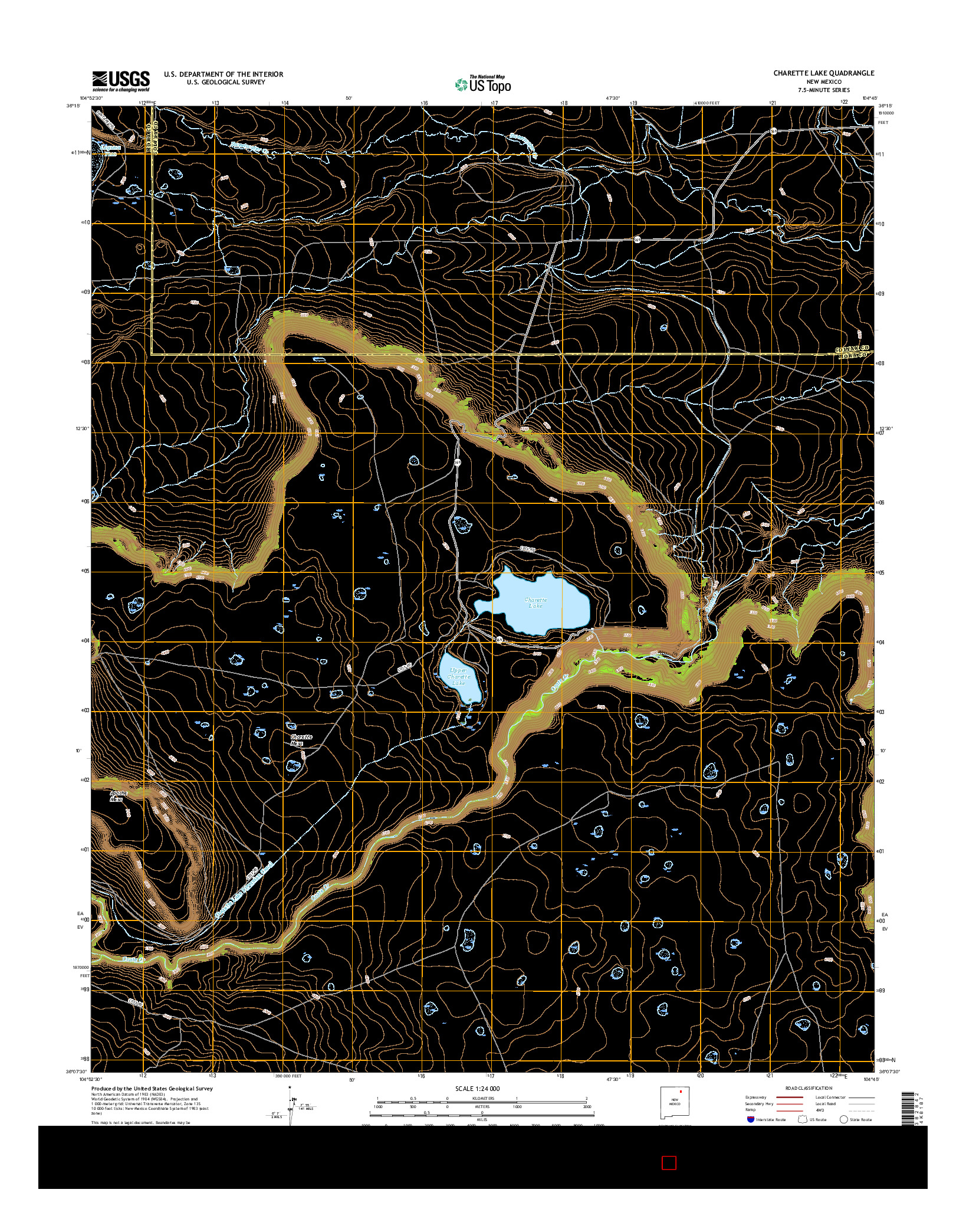 USGS US TOPO 7.5-MINUTE MAP FOR CHARETTE LAKE, NM 2017