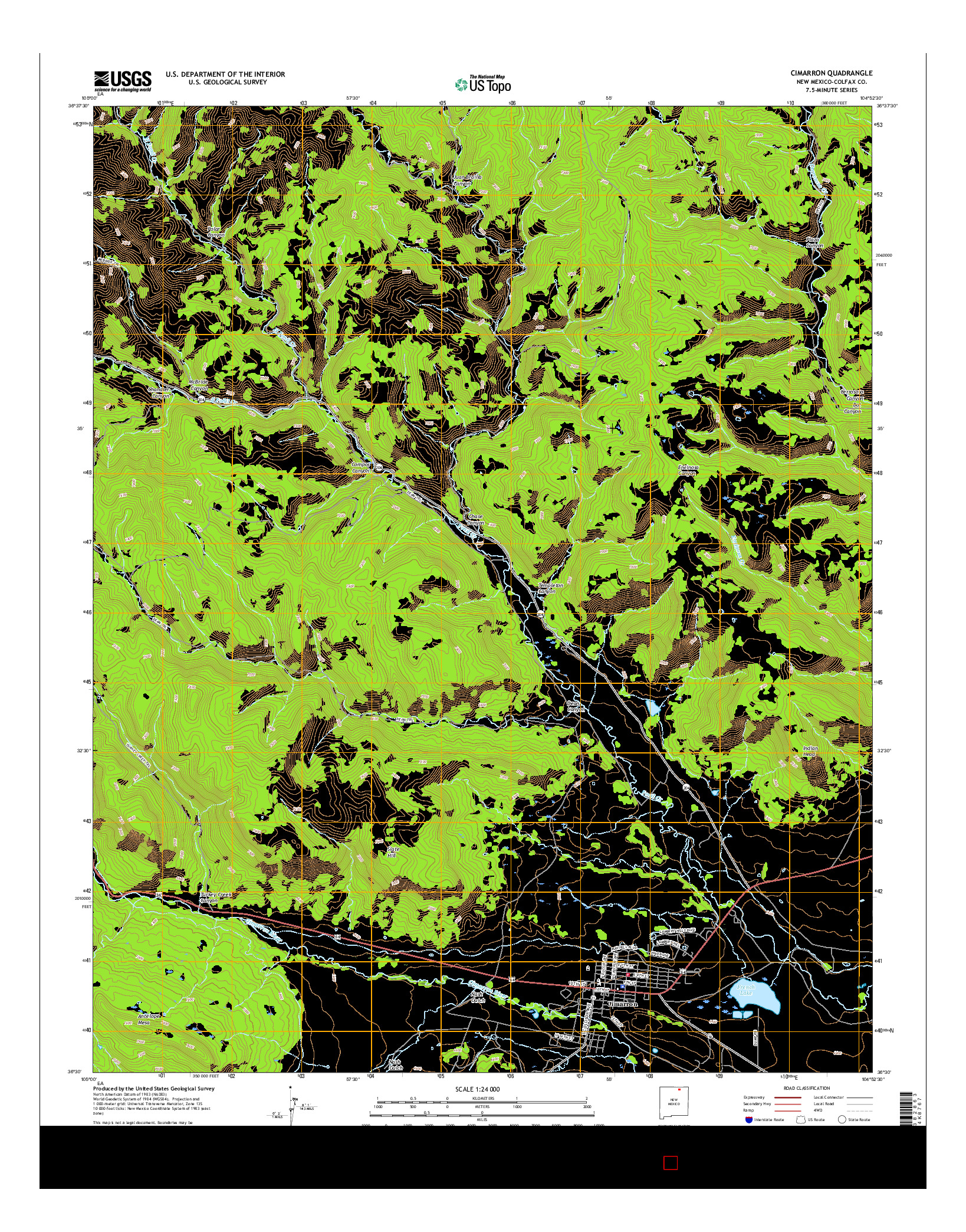 USGS US TOPO 7.5-MINUTE MAP FOR CIMARRON, NM 2017