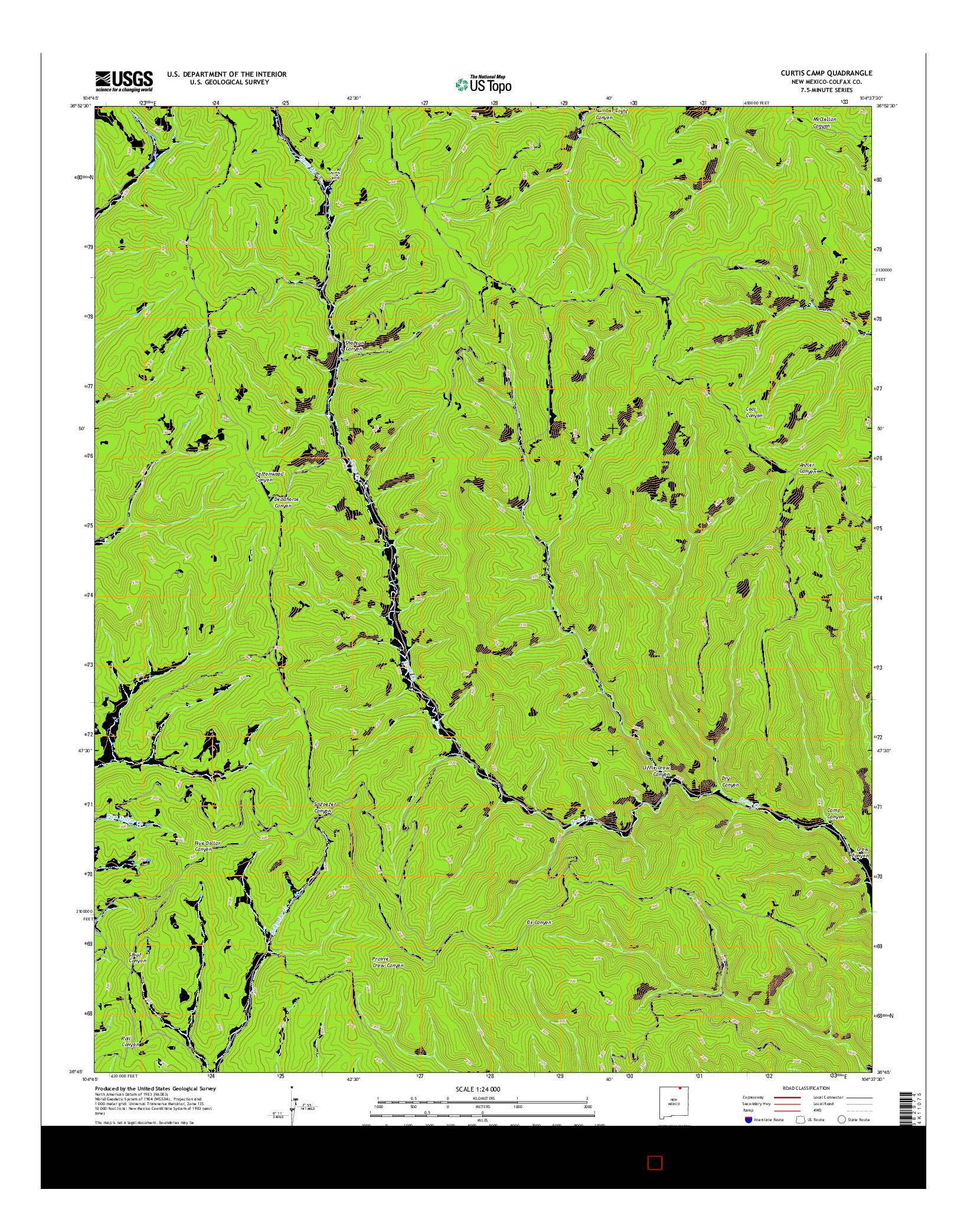 USGS US TOPO 7.5-MINUTE MAP FOR CURTIS CAMP, NM 2017