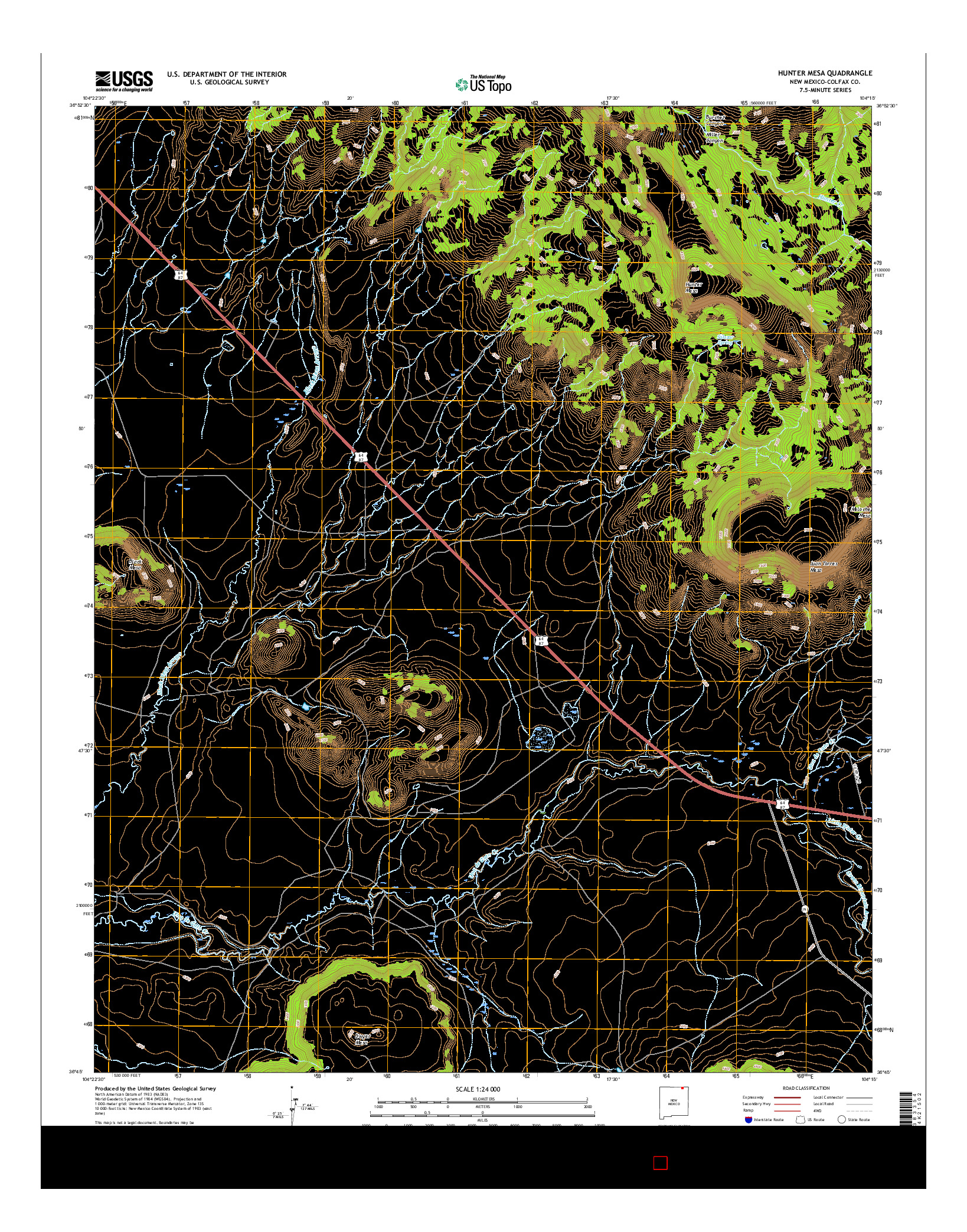 USGS US TOPO 7.5-MINUTE MAP FOR HUNTER MESA, NM 2017