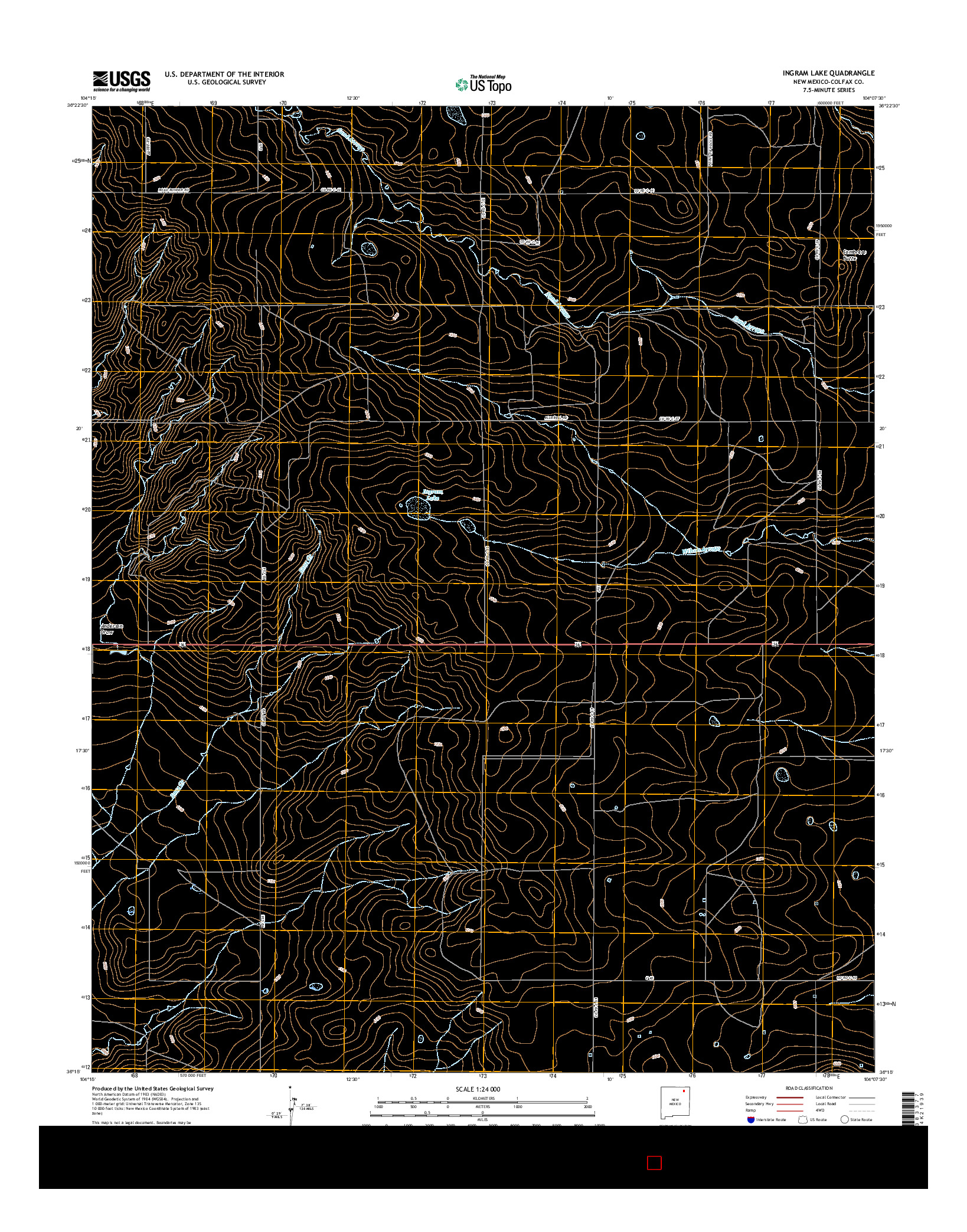 USGS US TOPO 7.5-MINUTE MAP FOR INGRAM LAKE, NM 2017