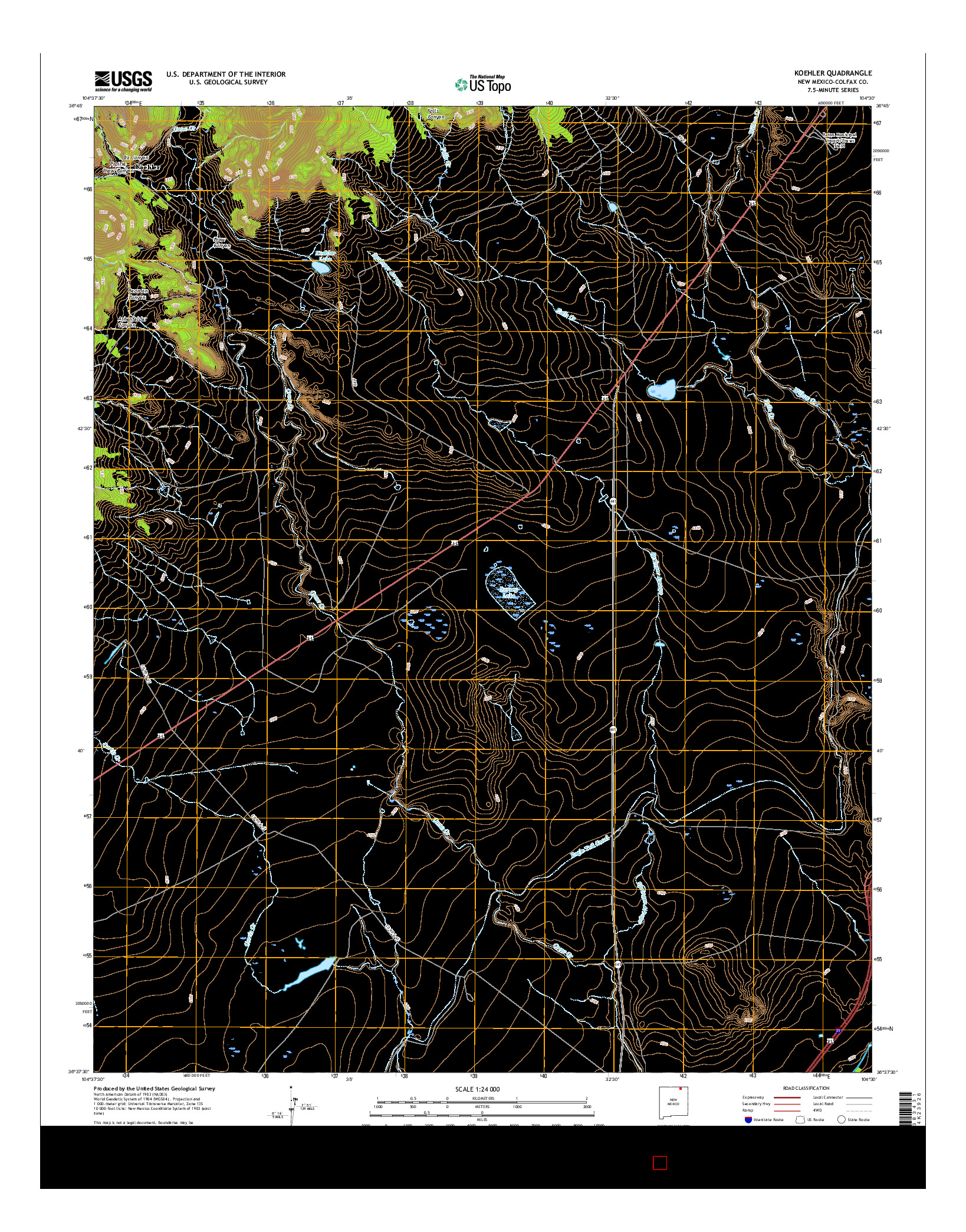 USGS US TOPO 7.5-MINUTE MAP FOR KOEHLER, NM 2017