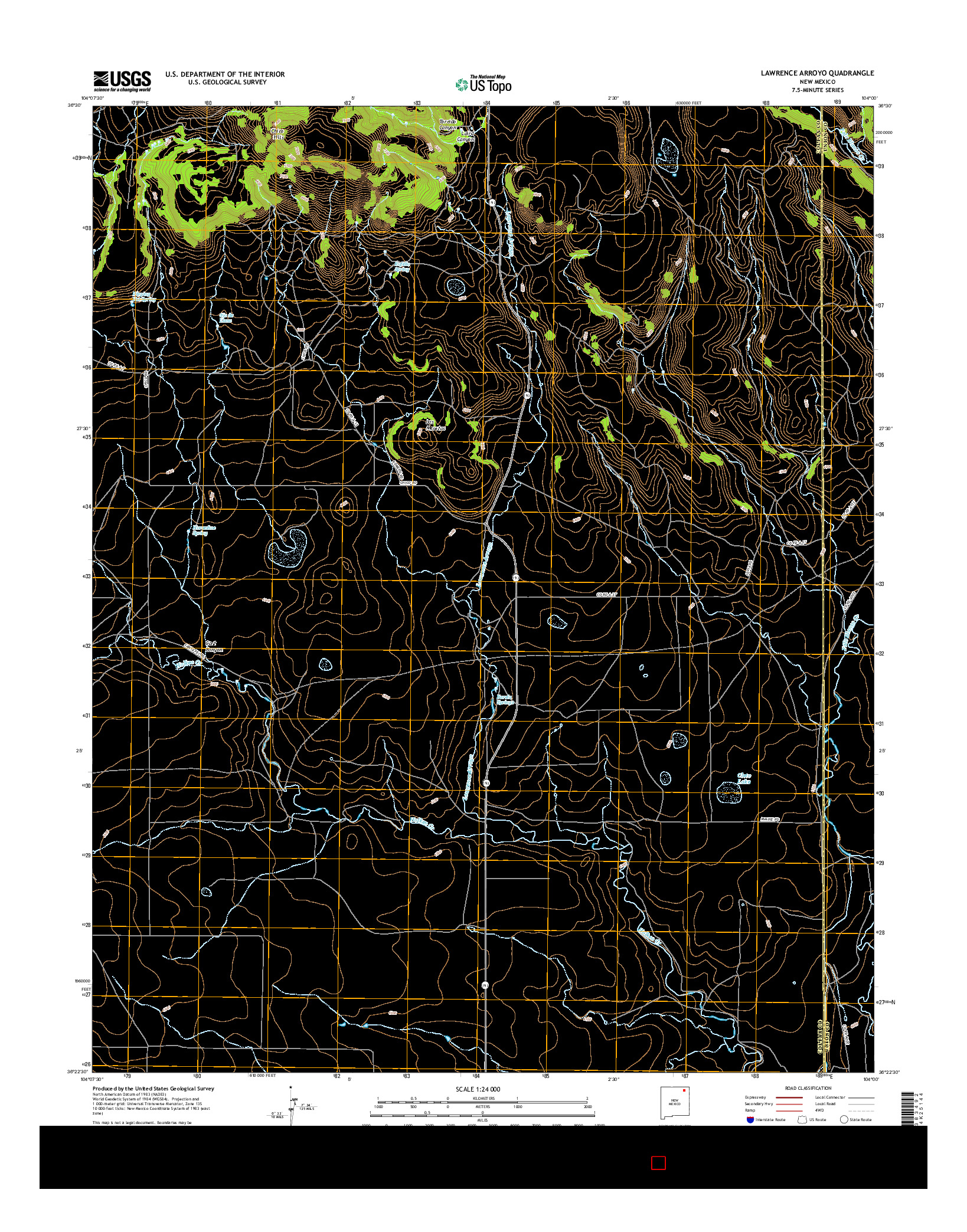 USGS US TOPO 7.5-MINUTE MAP FOR LAWRENCE ARROYO, NM 2017