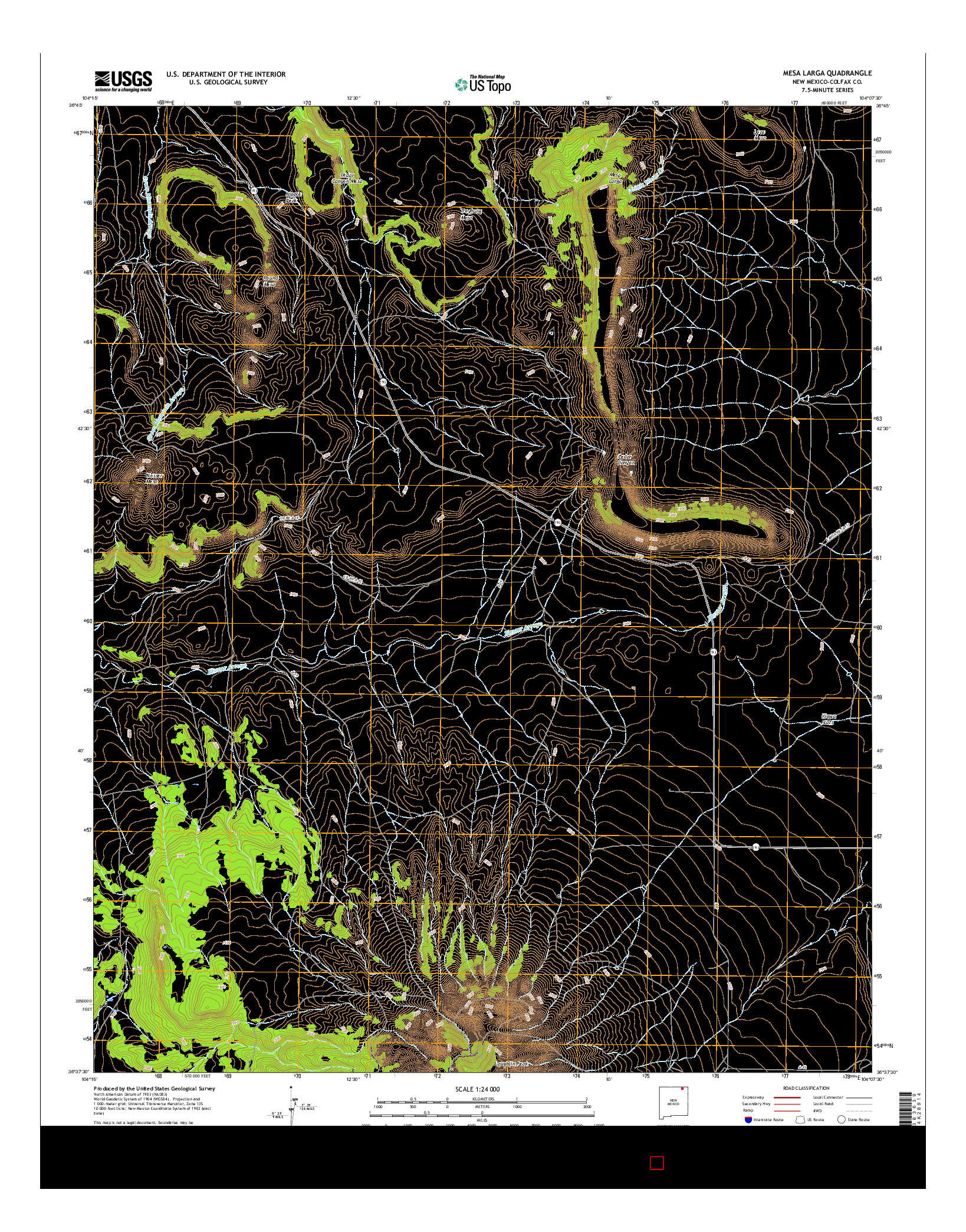 USGS US TOPO 7.5-MINUTE MAP FOR MESA LARGA, NM 2017