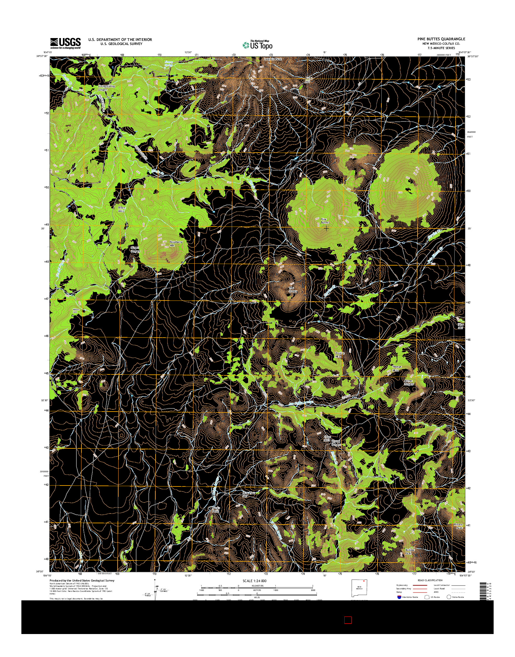 USGS US TOPO 7.5-MINUTE MAP FOR PINE BUTTES, NM 2017