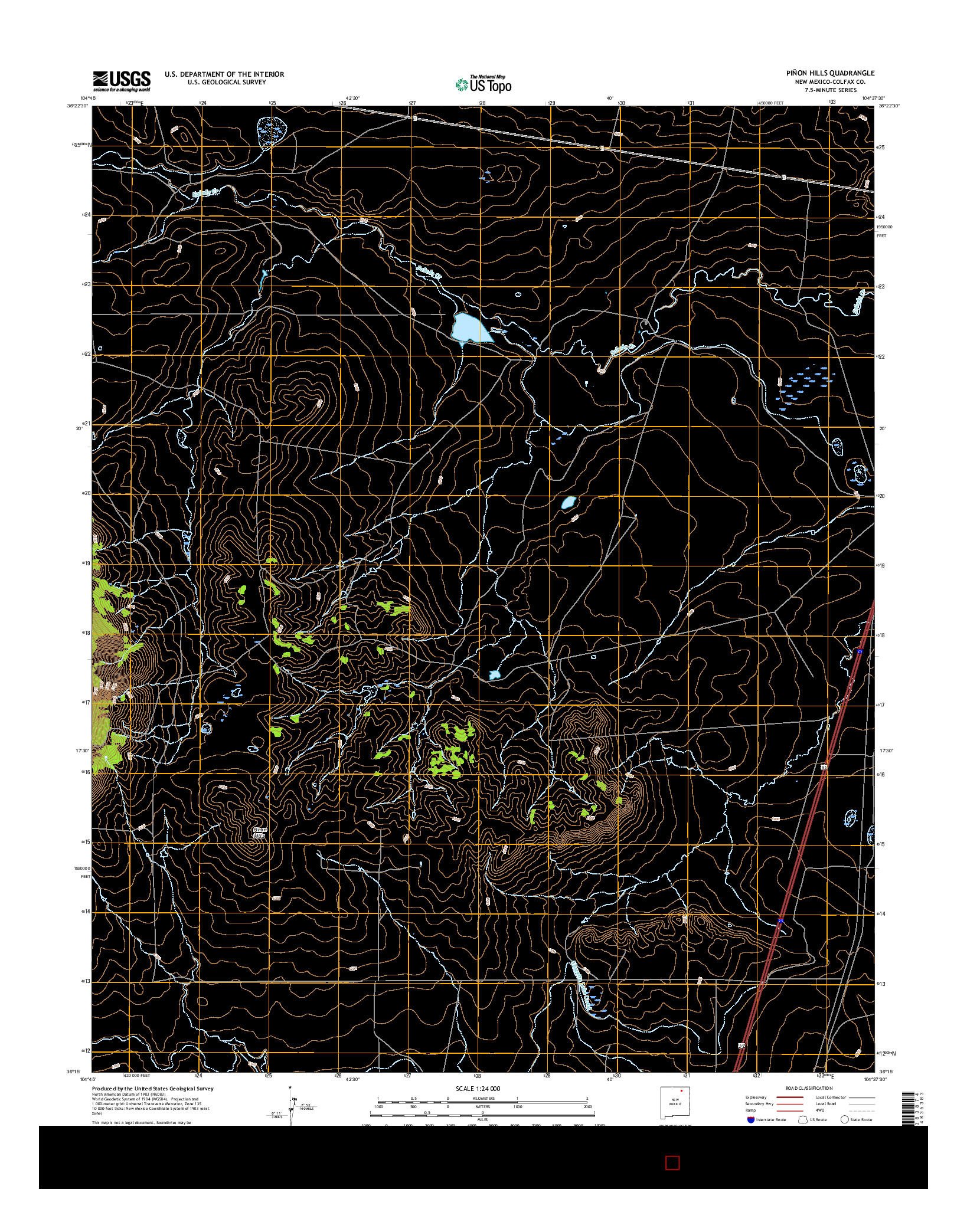 USGS US TOPO 7.5-MINUTE MAP FOR PIñON HILLS, NM 2017