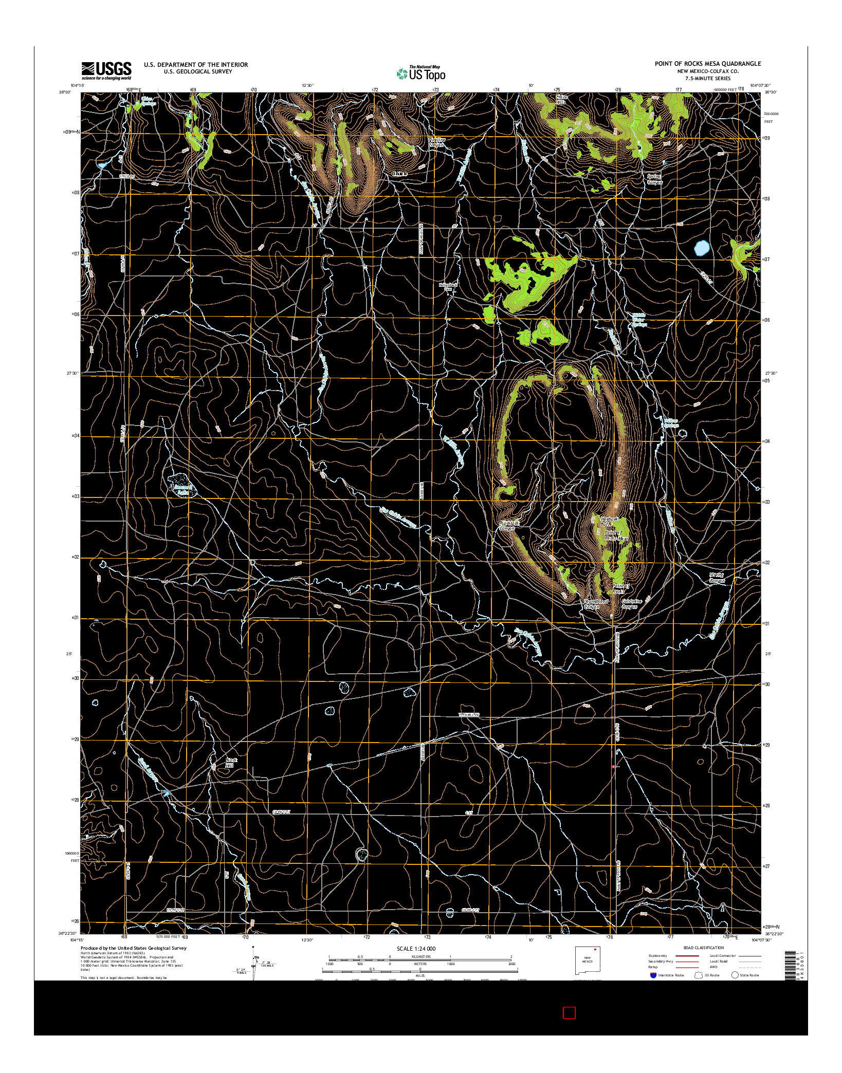 USGS US TOPO 7.5-MINUTE MAP FOR POINT OF ROCKS MESA, NM 2017